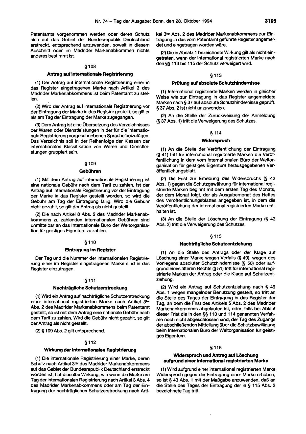 BGBl. 1994, Seite 3105 — Originalseite als Abbildung