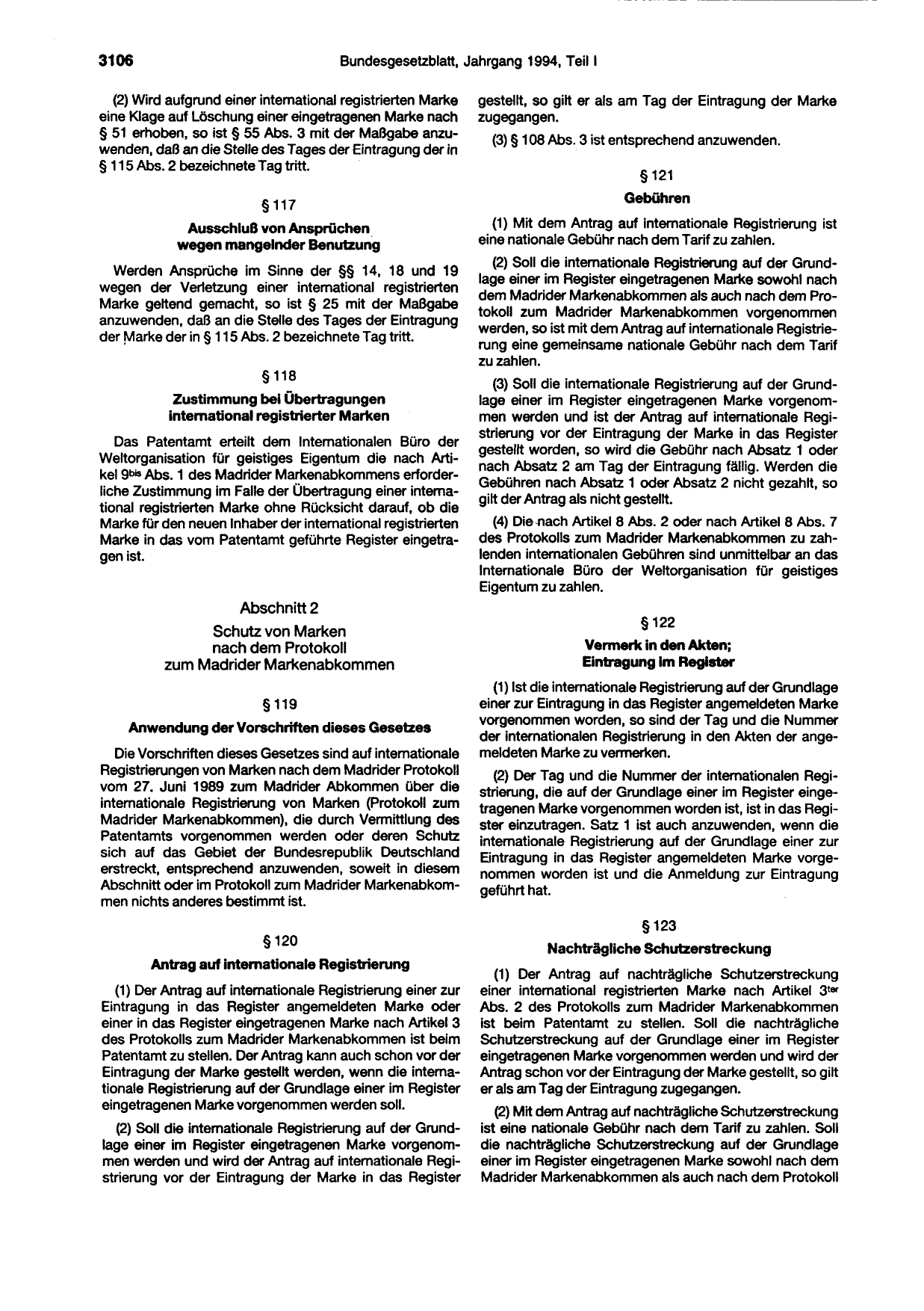 BGBl. 1994, Seite 3106 — Originalseite als Abbildung