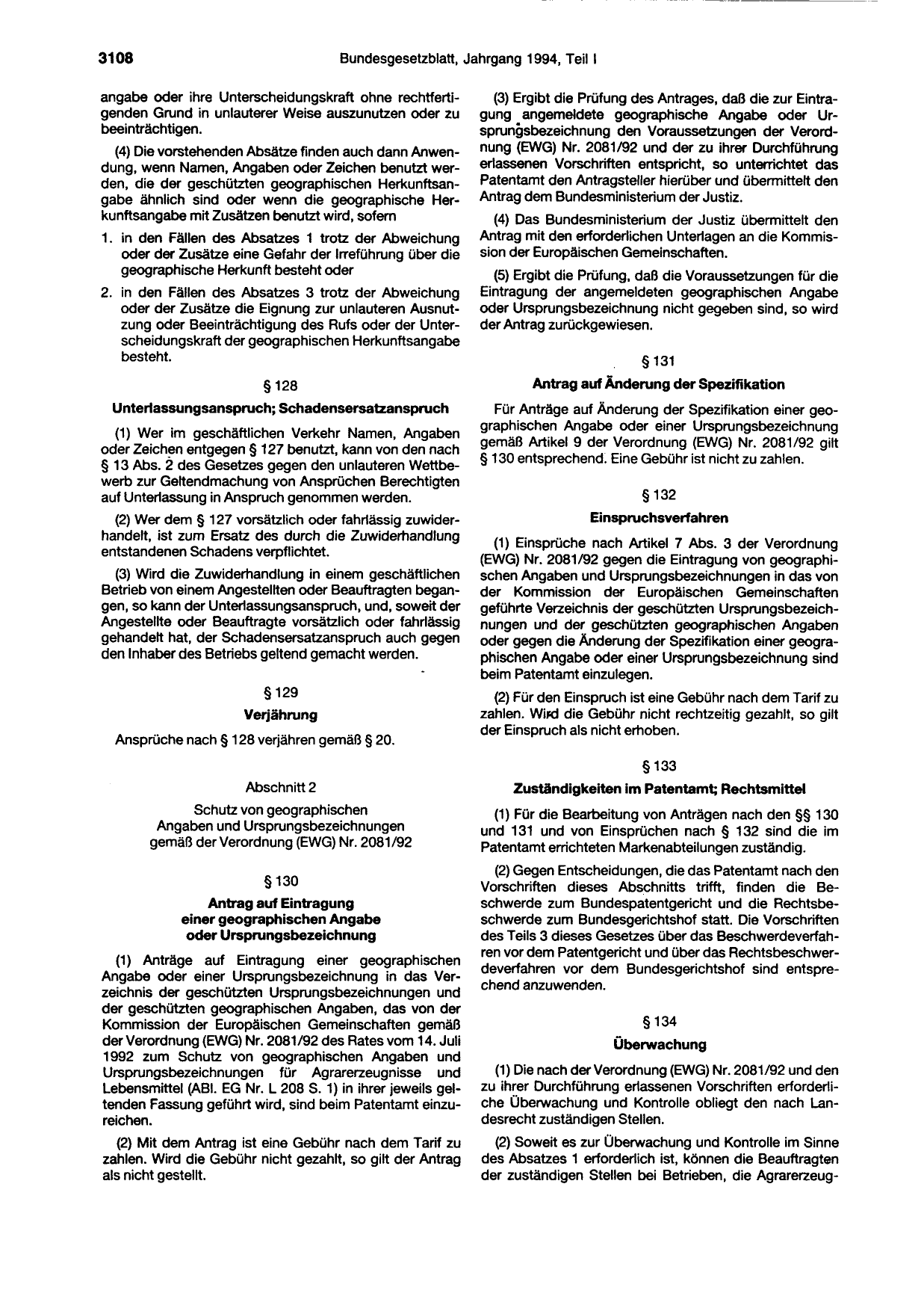 BGBl. 1994, Seite 3108 — Originalseite als Abbildung