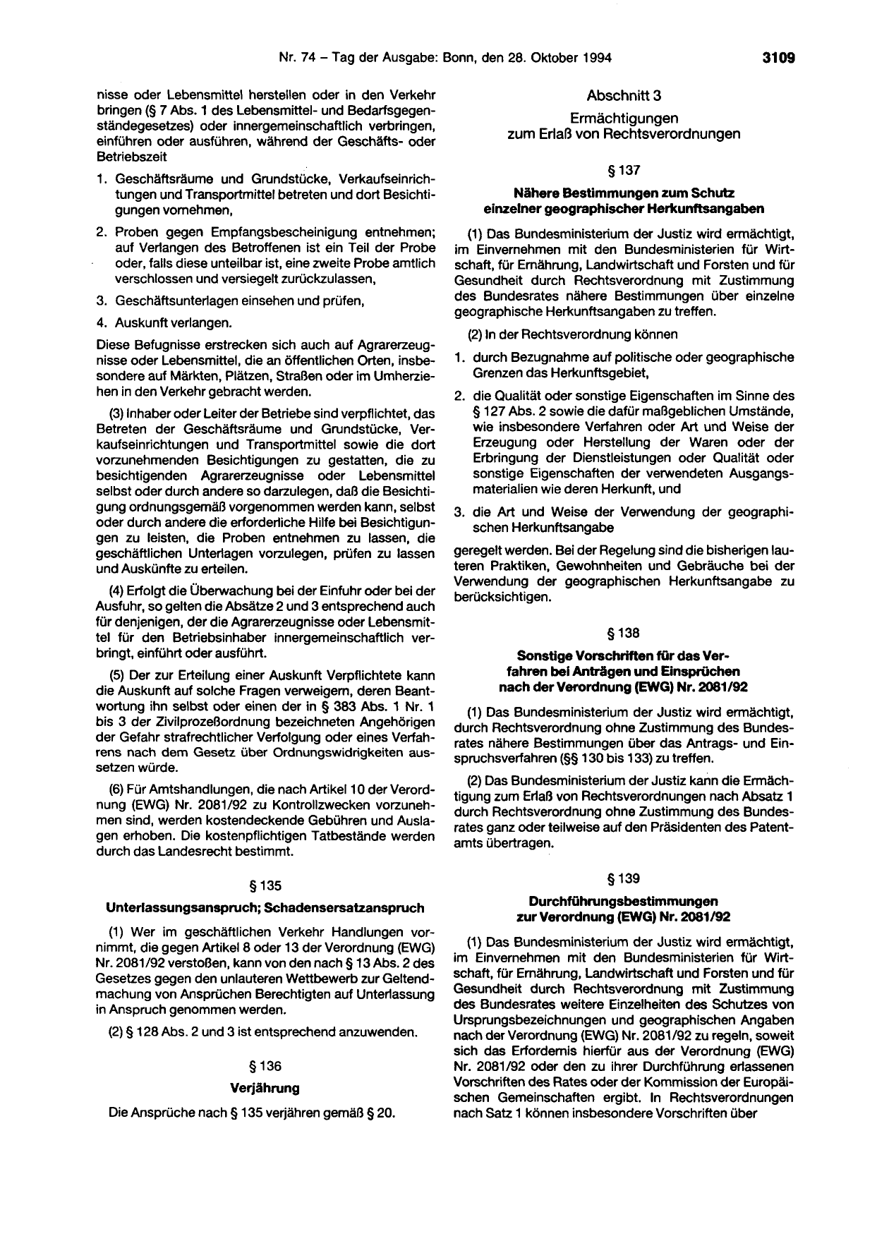 BGBl. 1994, Seite 3109 — Originalseite als Abbildung