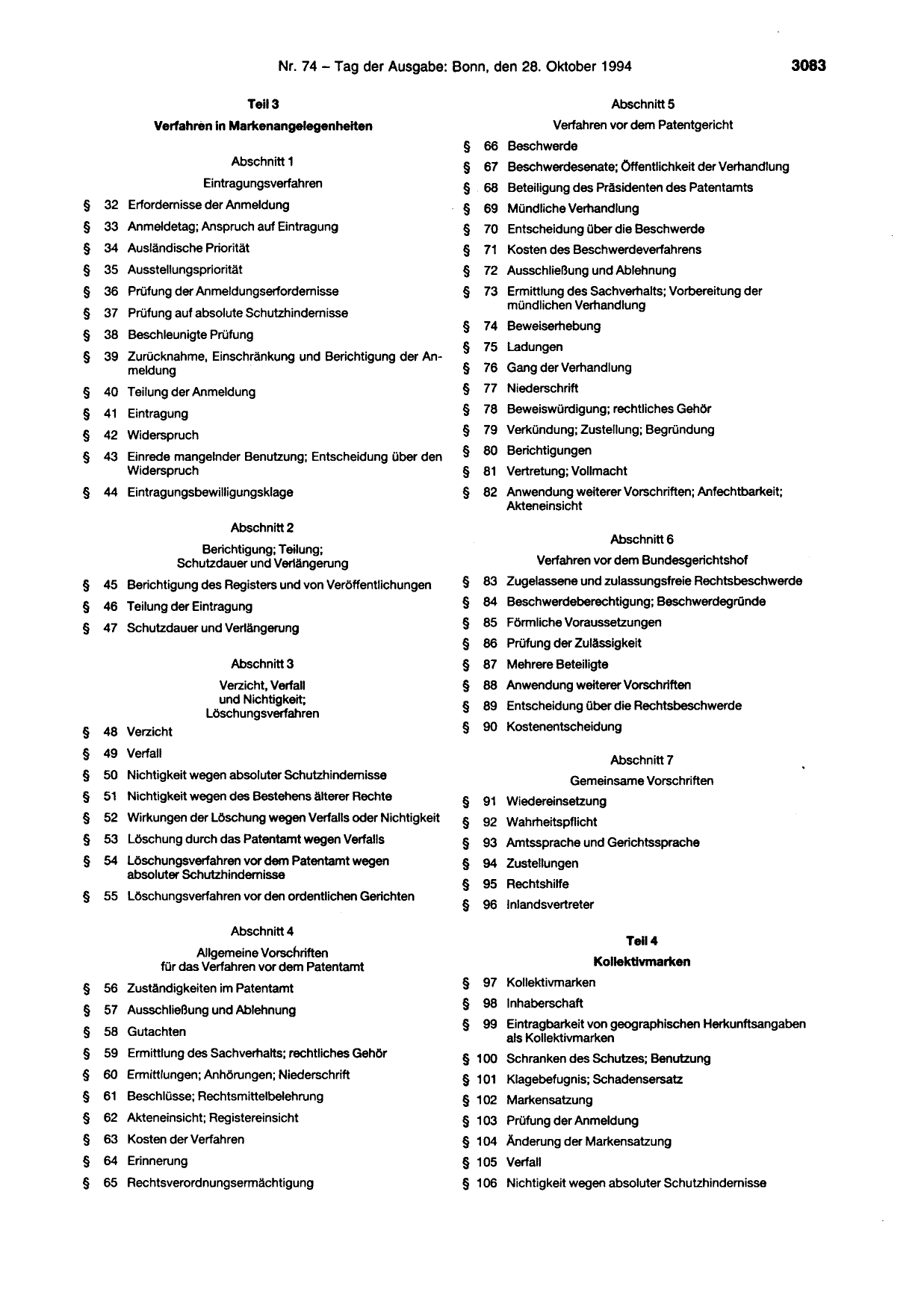BGBl. 1994, Seite 3083 — Originalseite als Abbildung