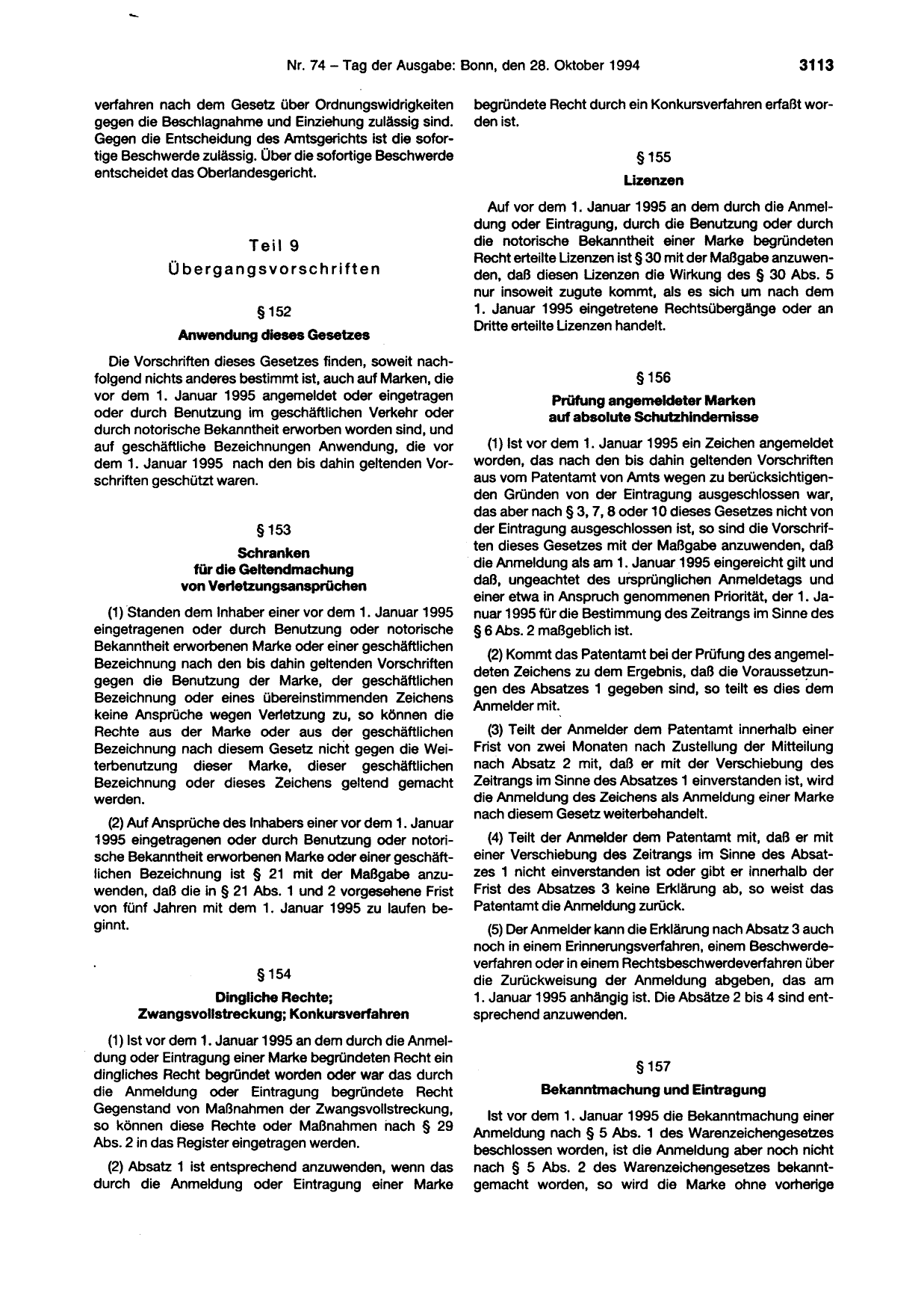 BGBl. 1994, Seite 3113 — Originalseite als Abbildung