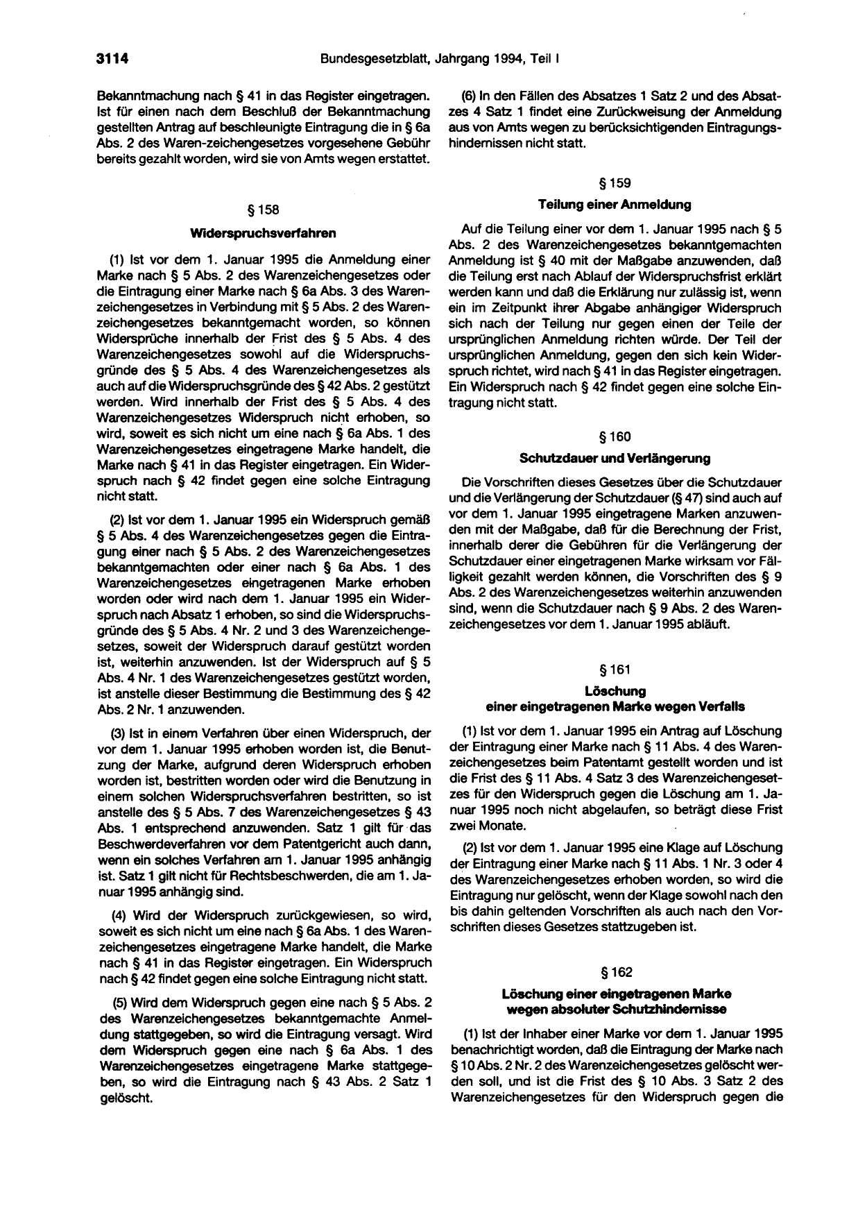 BGBl. 1994, Seite 3114 — Originalseite als Abbildung