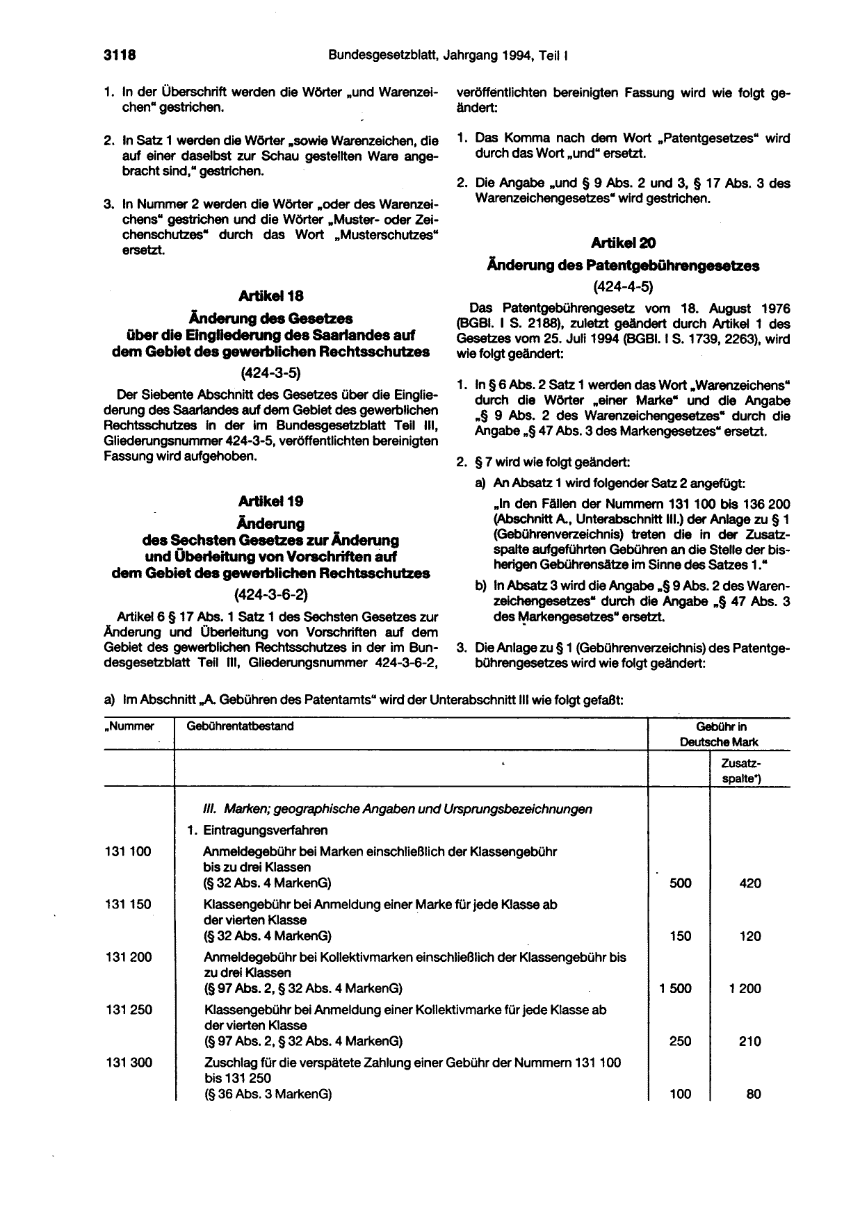 BGBl. 1994, Seite 3118 — Originalseite als Abbildung