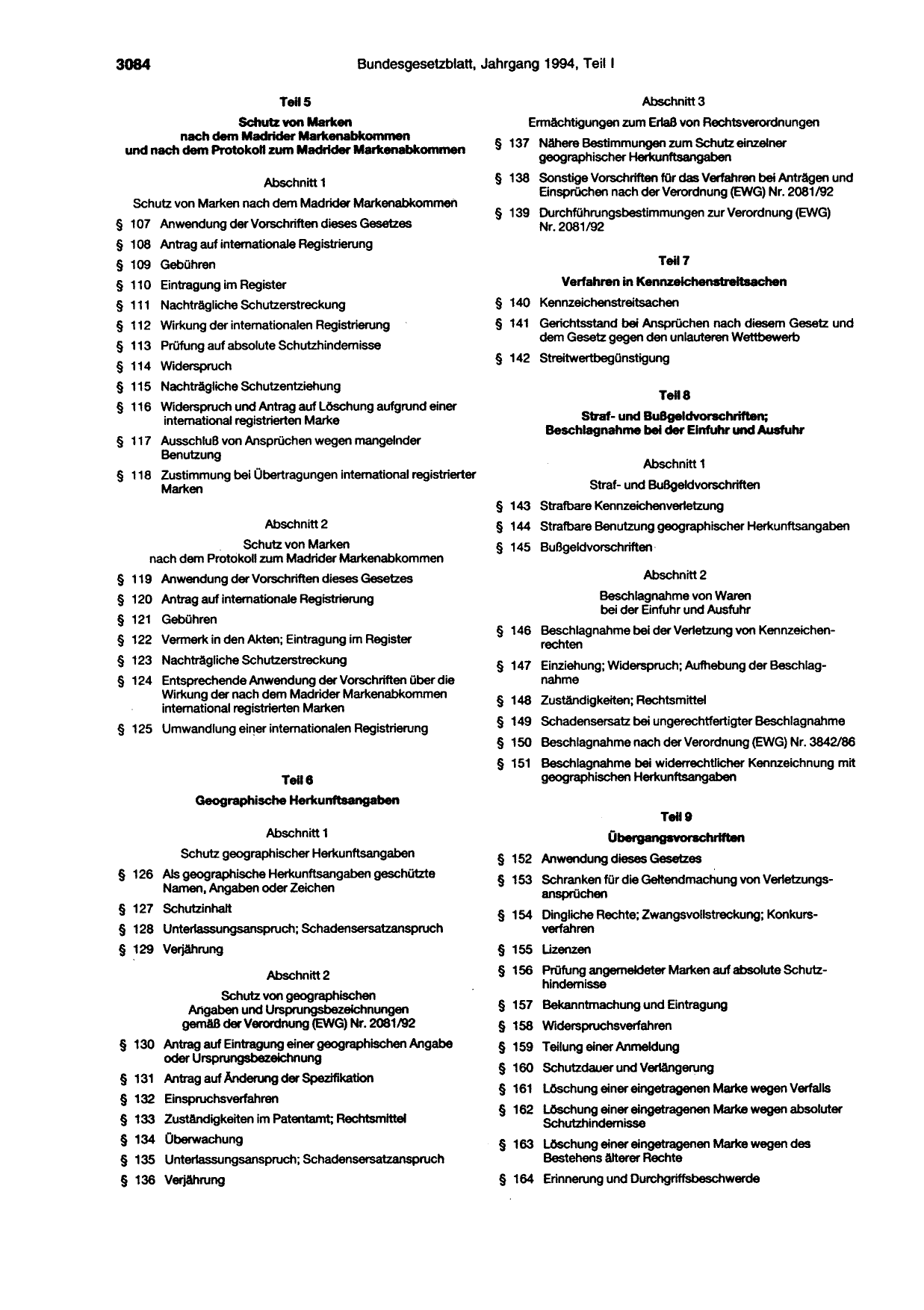BGBl. 1994, Seite 3084 — Originalseite als Abbildung