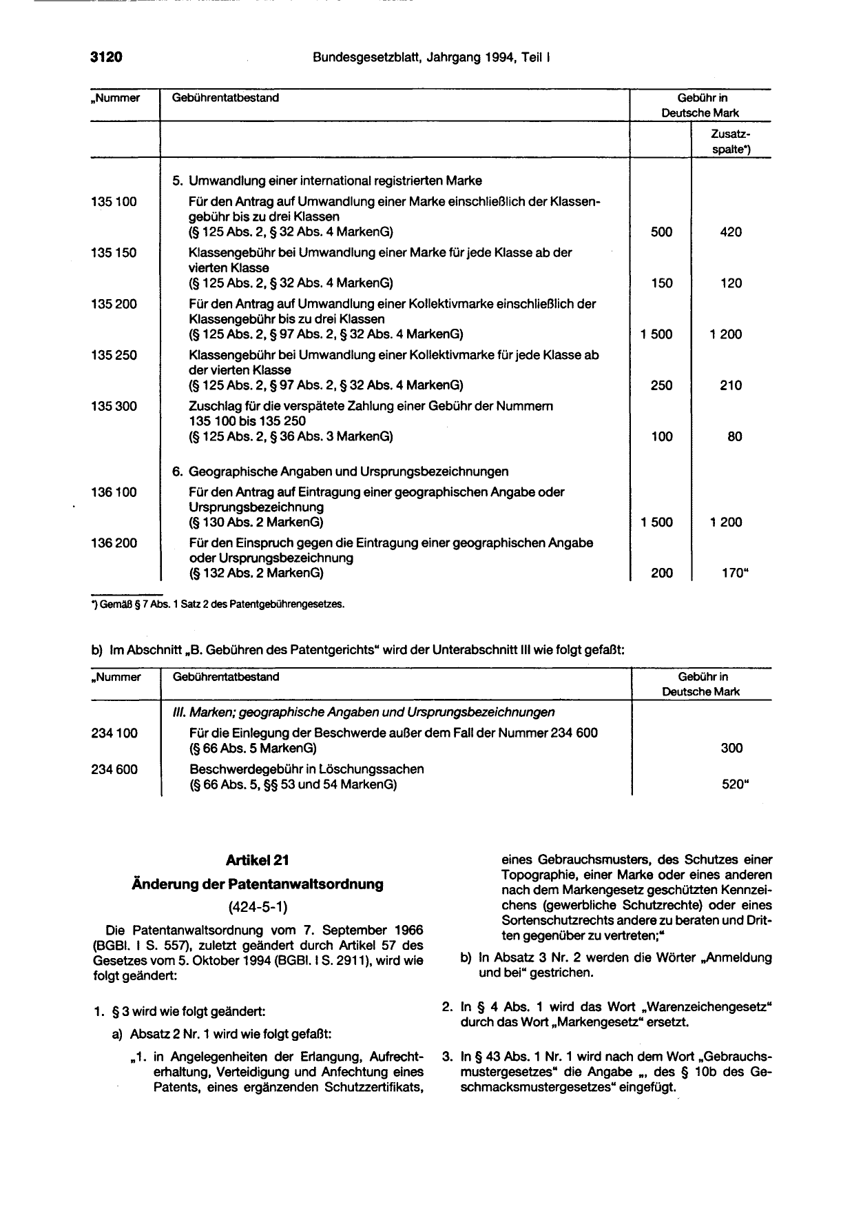 BGBl. 1994, Seite 3120 — Originalseite als Abbildung