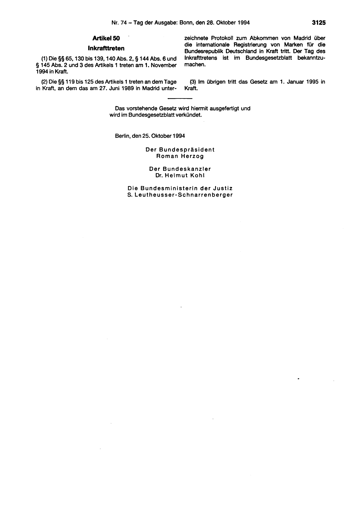 BGBl. 1994, Seite 3125 — Originalseite als Abbildung
