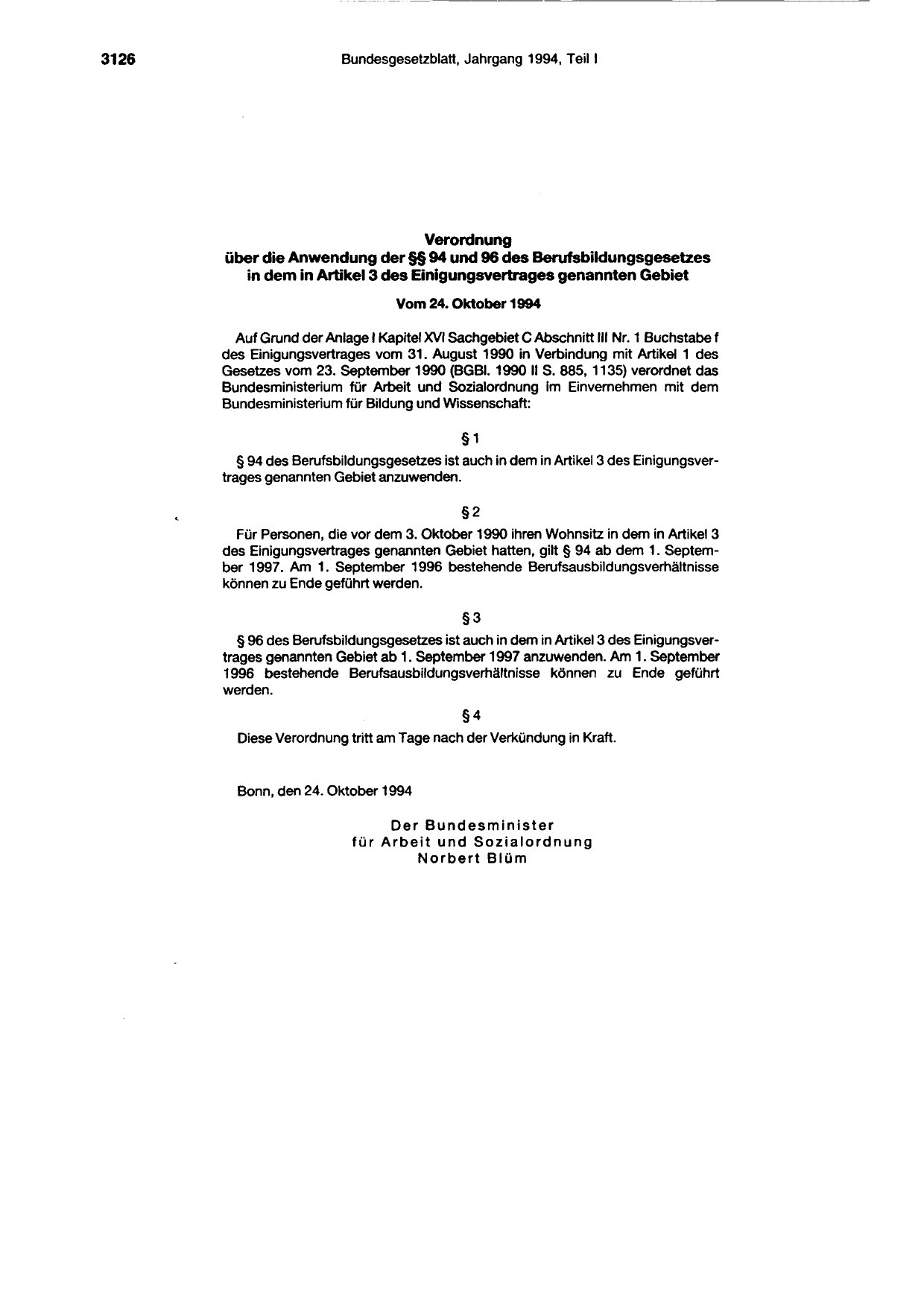 BGBl. 1994, Seite 3126 — Originalseite als Abbildung