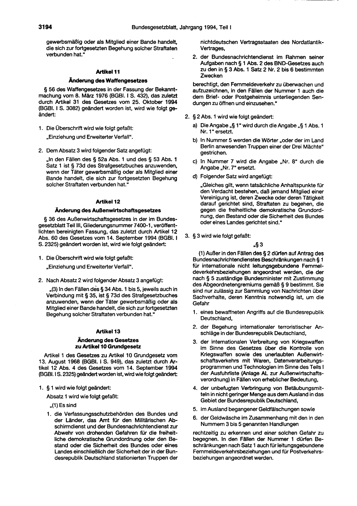 BGBl. 1994, Seite 3194 — Originalseite als Abbildung