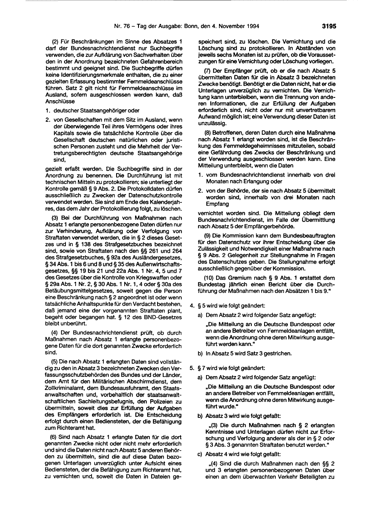 BGBl. 1994, Seite 3195 — Originalseite als Abbildung
