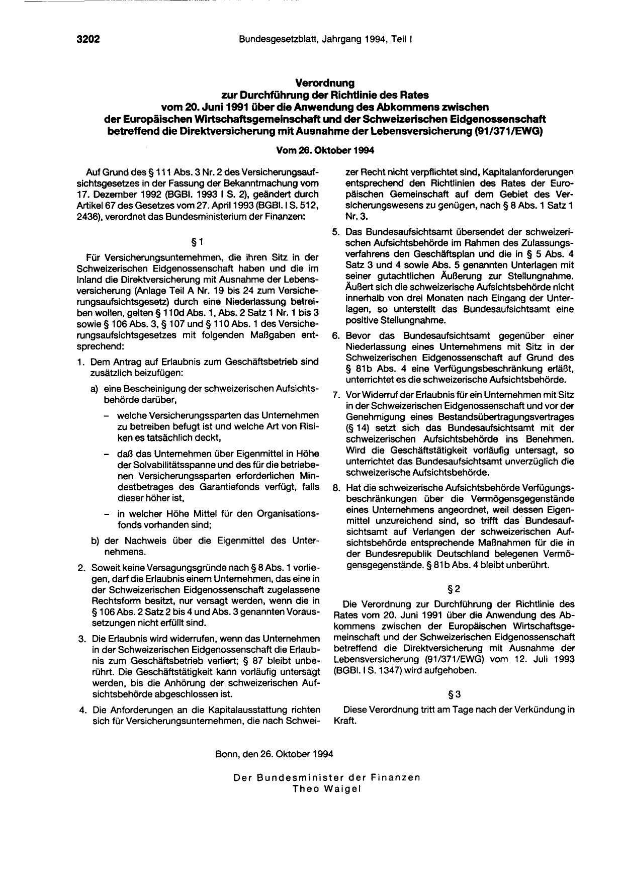 BGBl. 1994, Seite 3202 — Originalseite als Abbildung