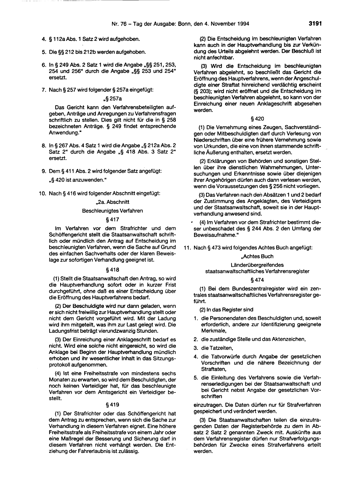 BGBl. 1994, Seite 3191 — Originalseite als Abbildung