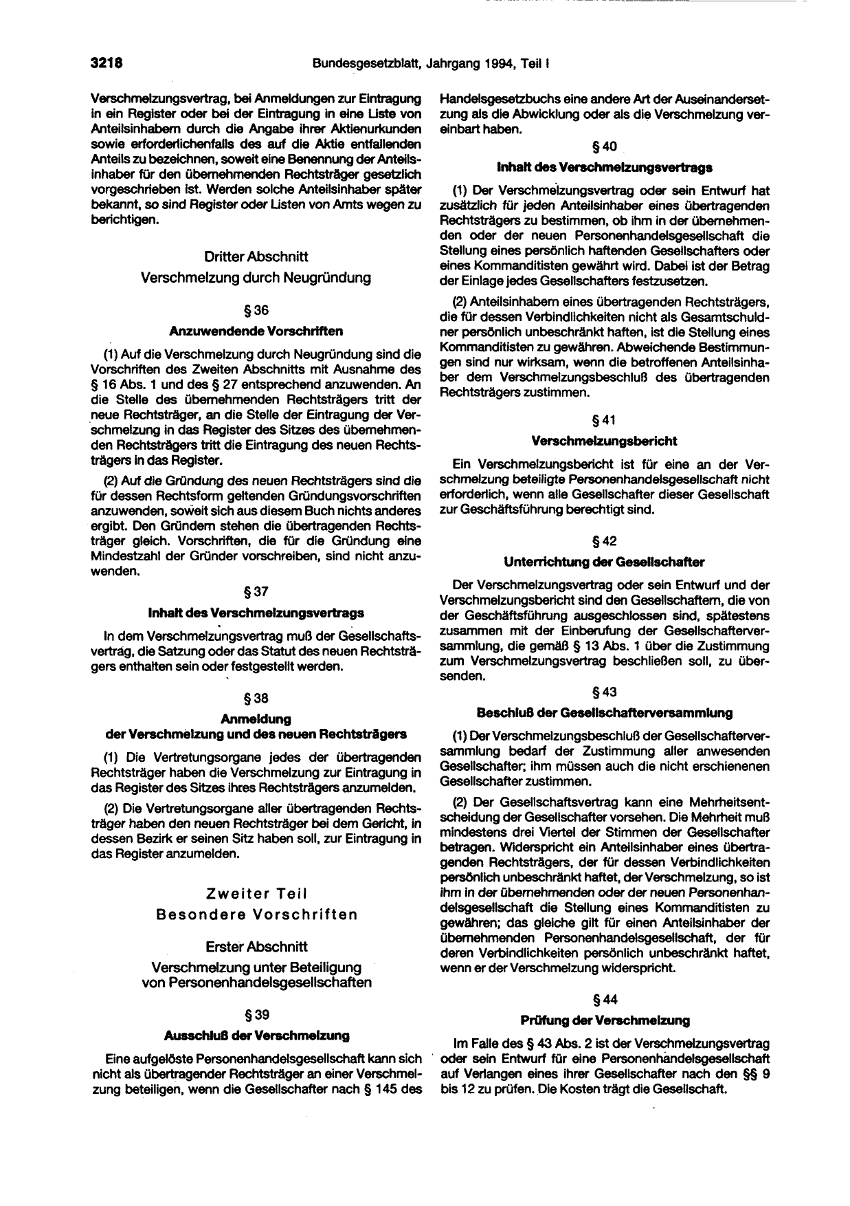 BGBl. 1994, Seite 3218 — Originalseite als Abbildung