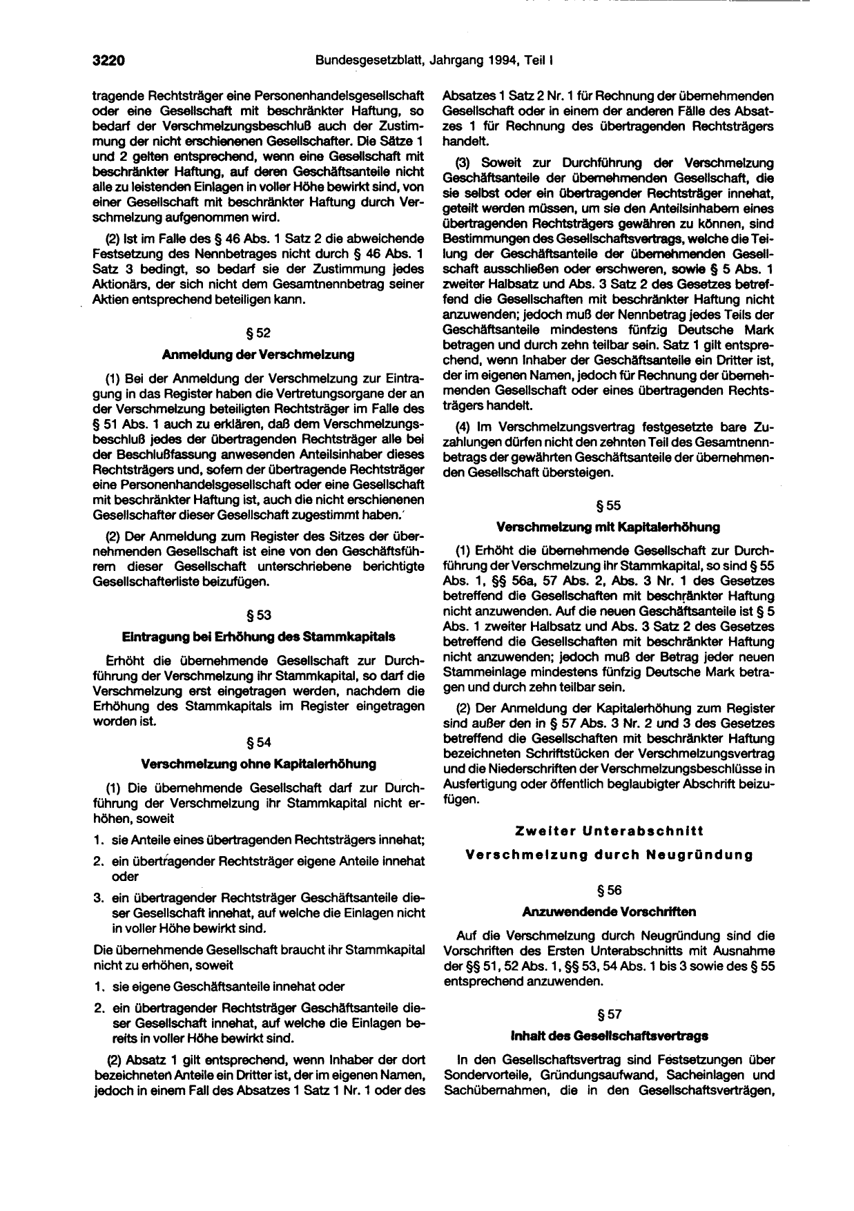 BGBl. 1994, Seite 3220 — Originalseite als Abbildung