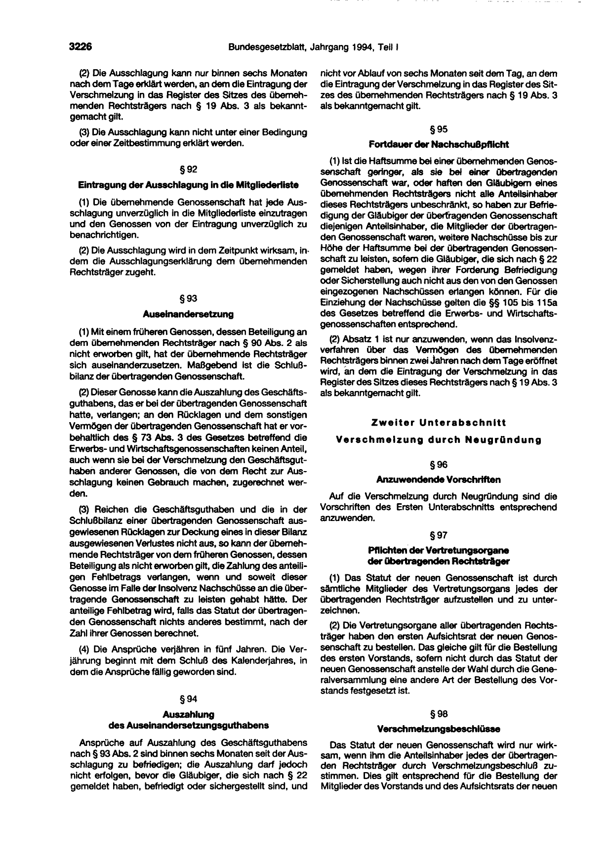 BGBl. 1994, Seite 3226 — Originalseite als Abbildung