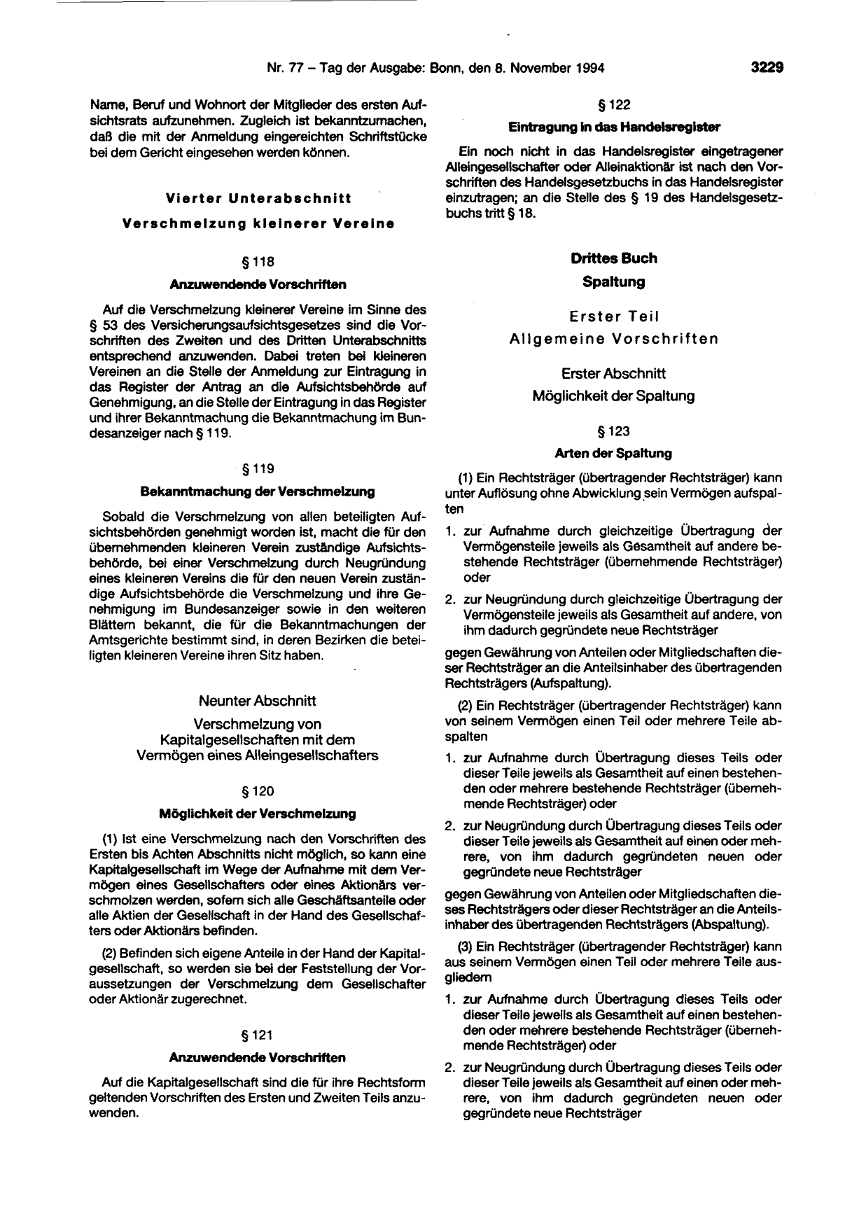 BGBl. 1994, Seite 3229 — Originalseite als Abbildung