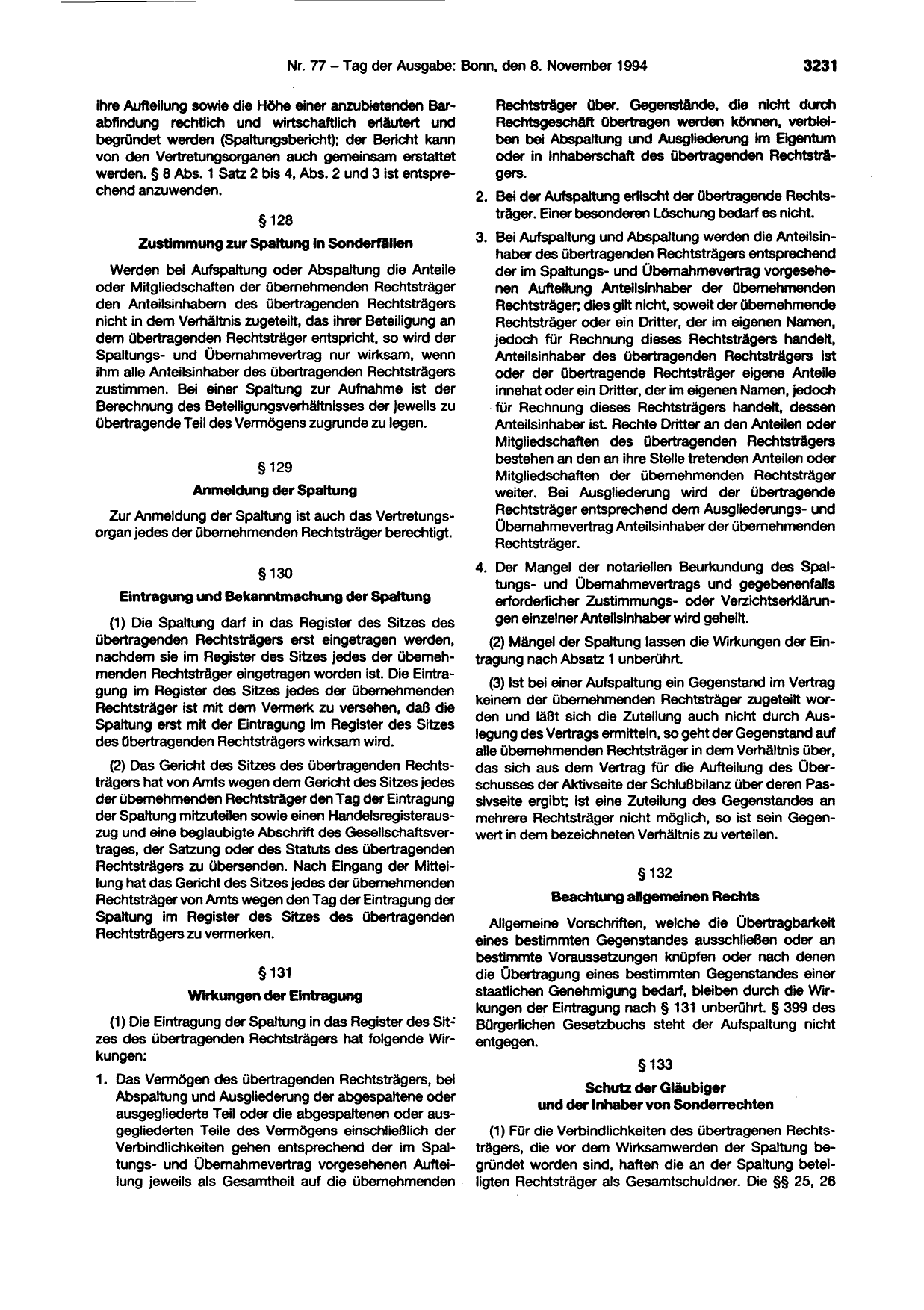 BGBl. 1994, Seite 3231 — Originalseite als Abbildung