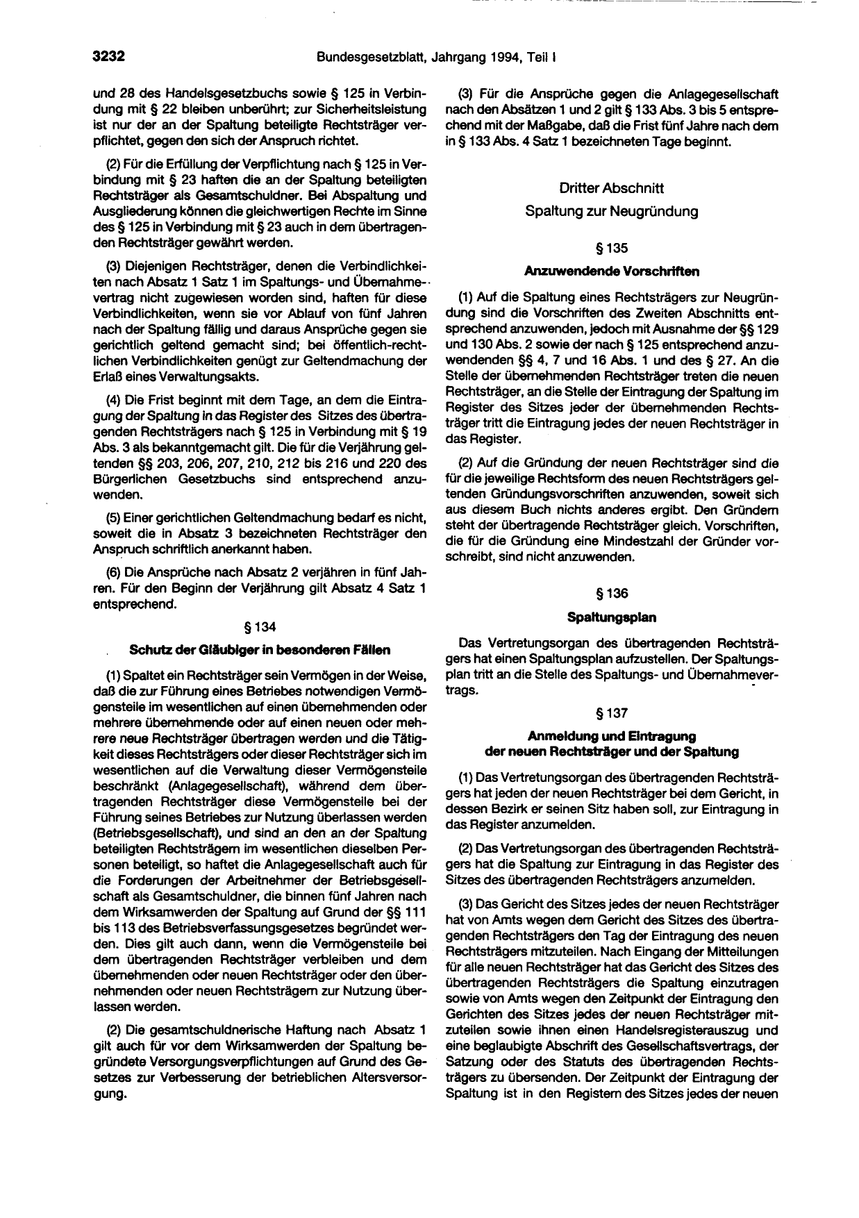 BGBl. 1994, Seite 3232 — Originalseite als Abbildung