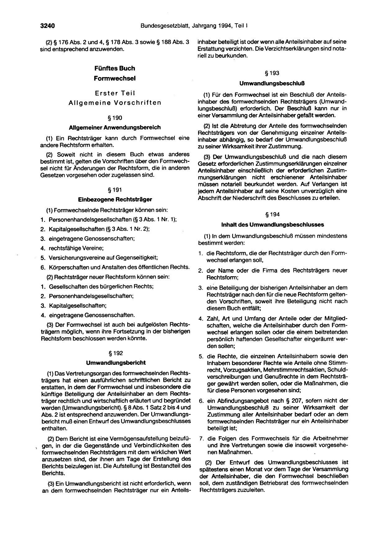 BGBl. 1994, Seite 3240 — Originalseite als Abbildung