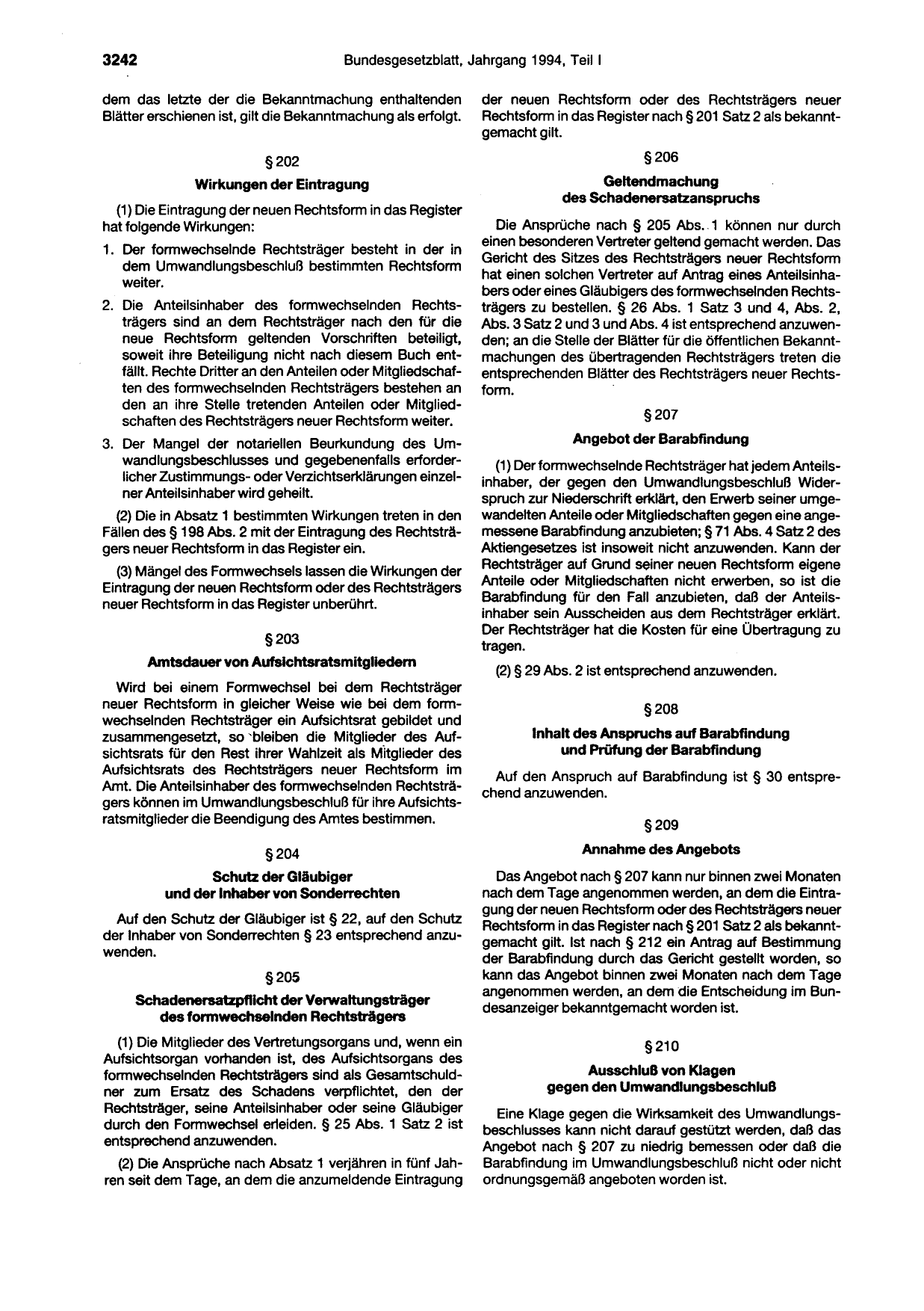BGBl. 1994, Seite 3242 — Originalseite als Abbildung