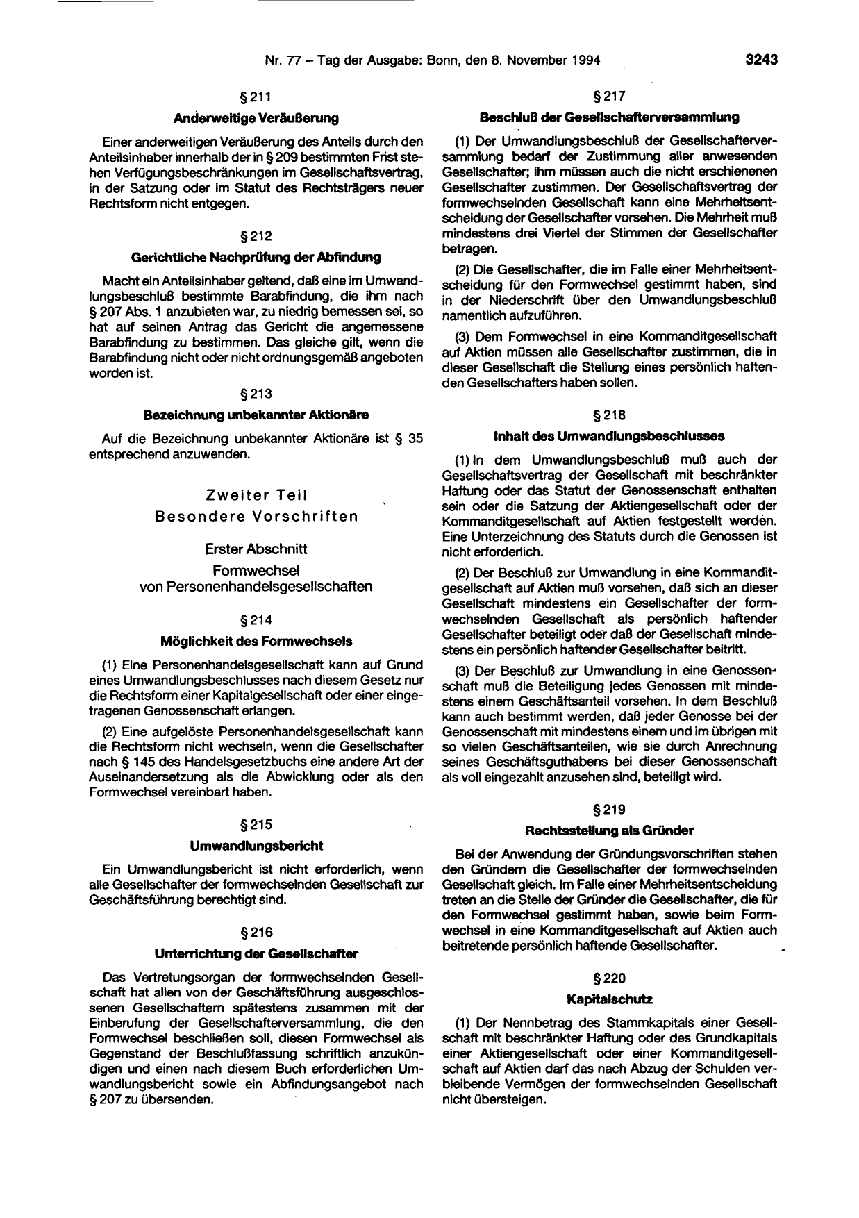 BGBl. 1994, Seite 3243 — Originalseite als Abbildung
