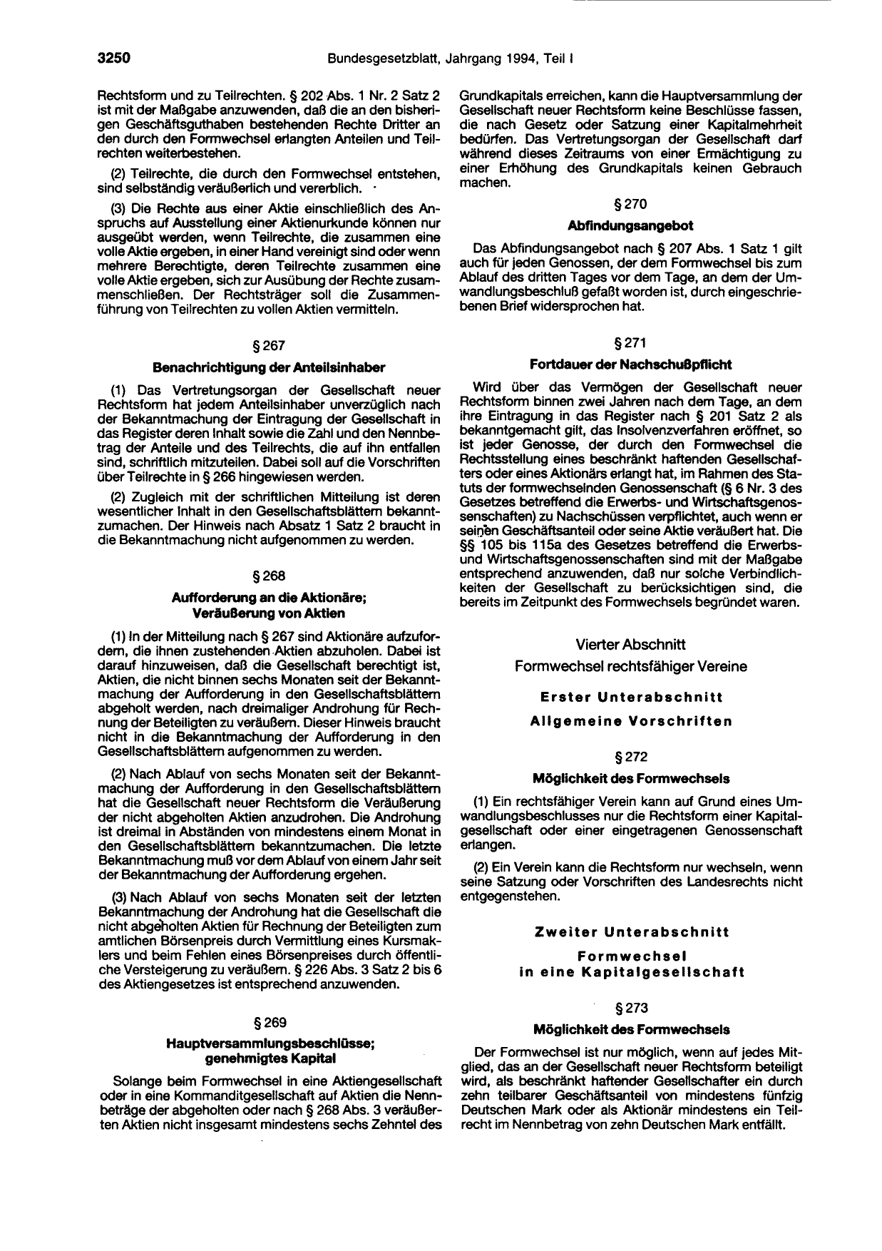 BGBl. 1994, Seite 3250 — Originalseite als Abbildung