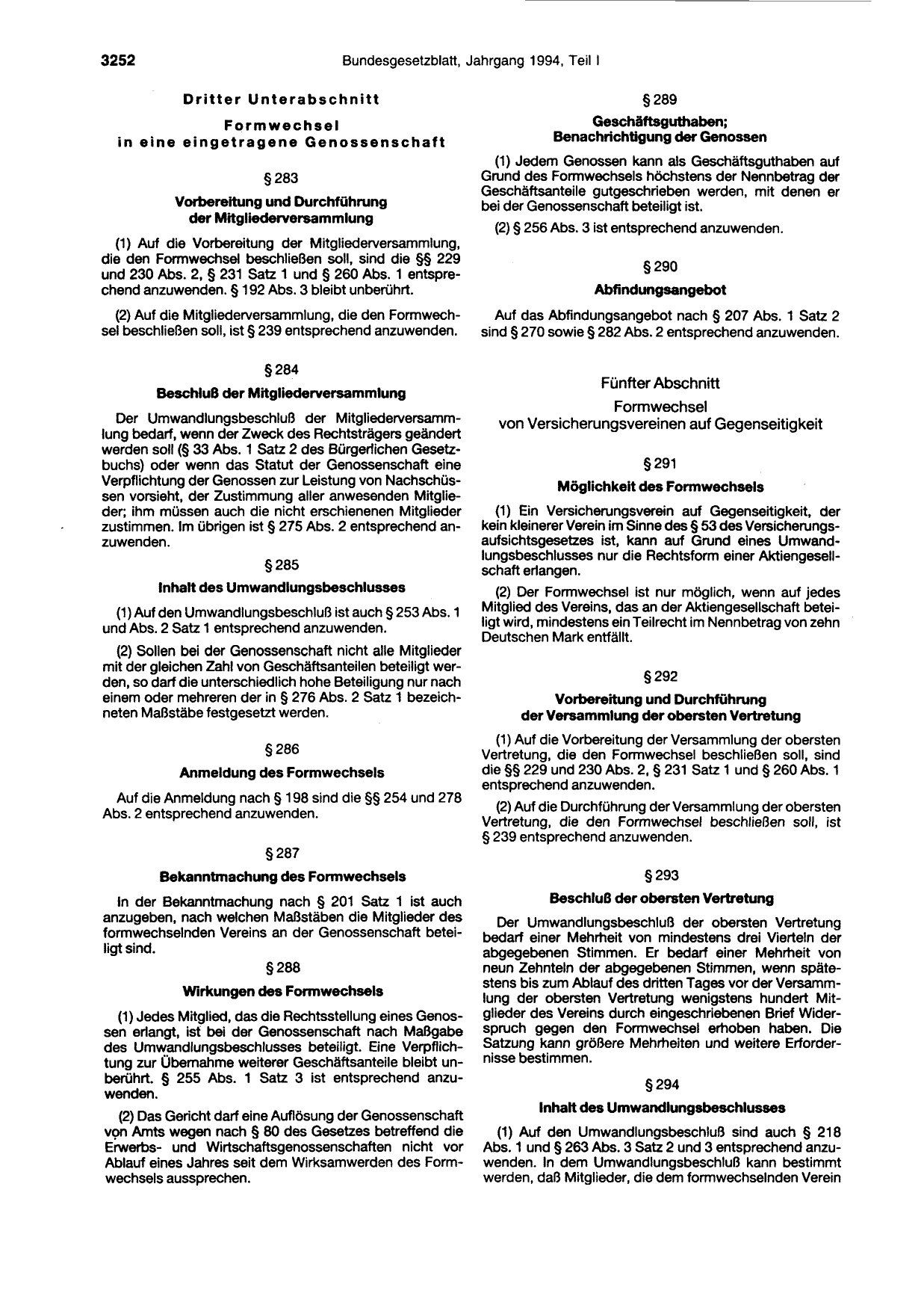 BGBl. 1994, Seite 3252 — Originalseite als Abbildung