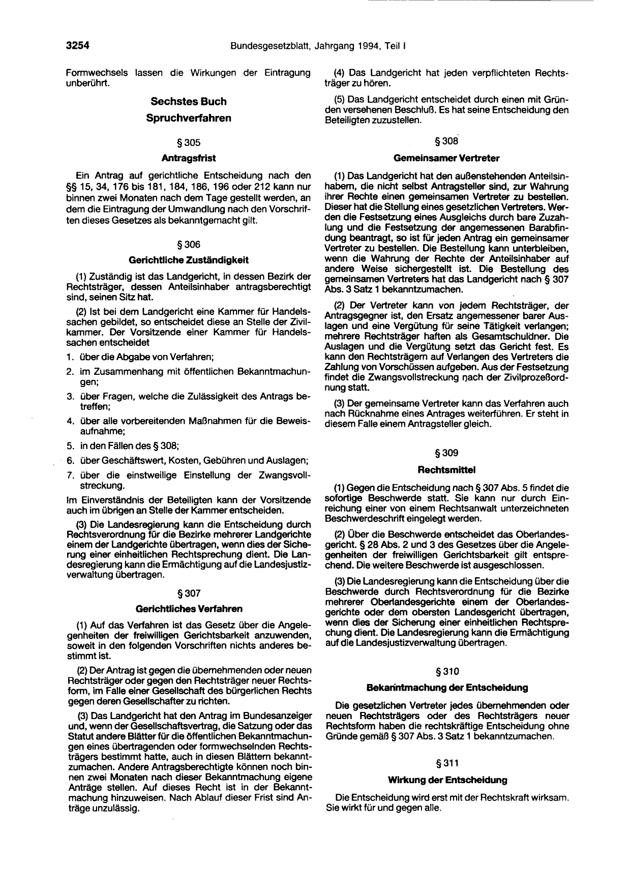 BGBl. 1994, Seite 3254 — Originalseite als Abbildung