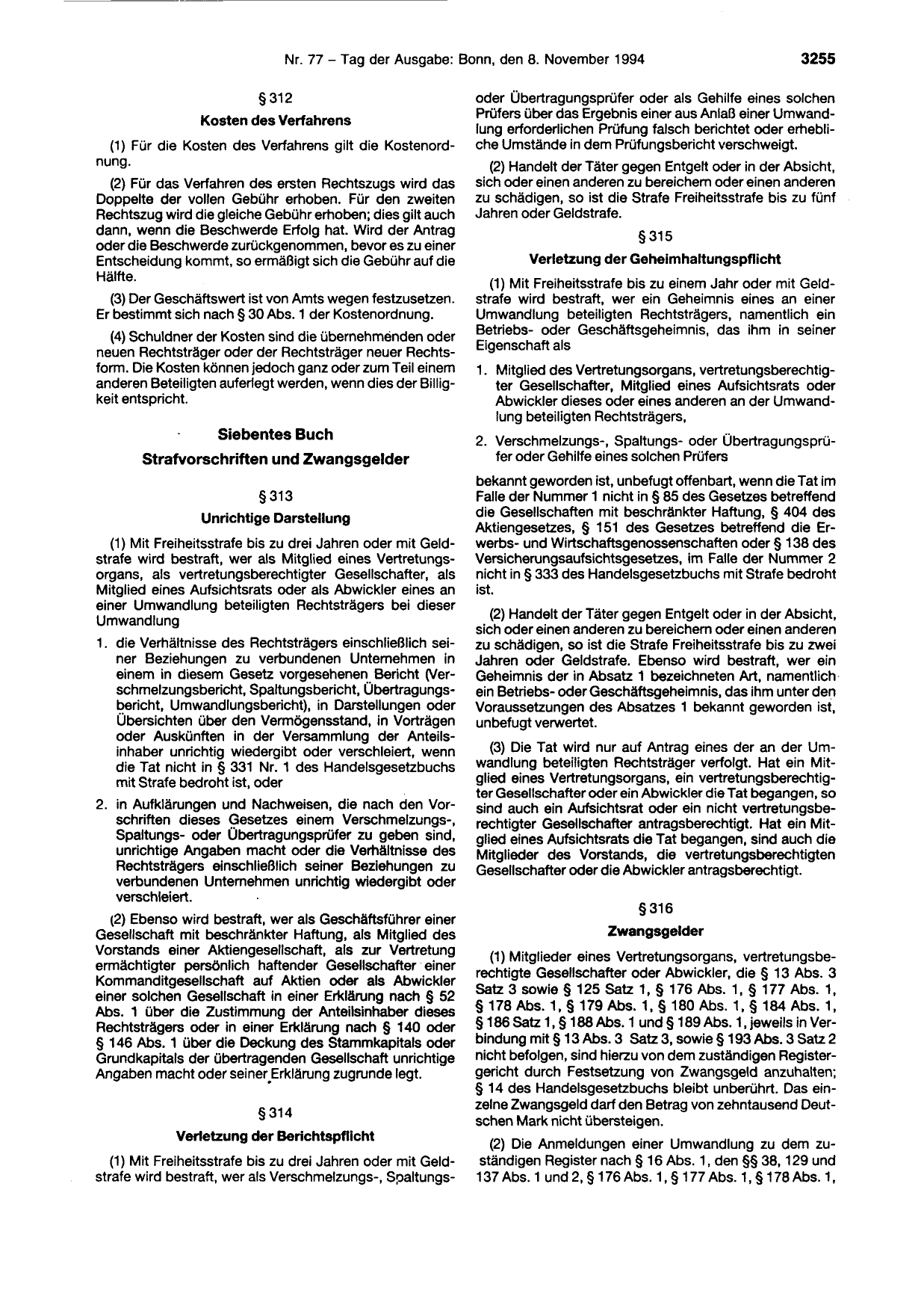 BGBl. 1994, Seite 3255 — Originalseite als Abbildung