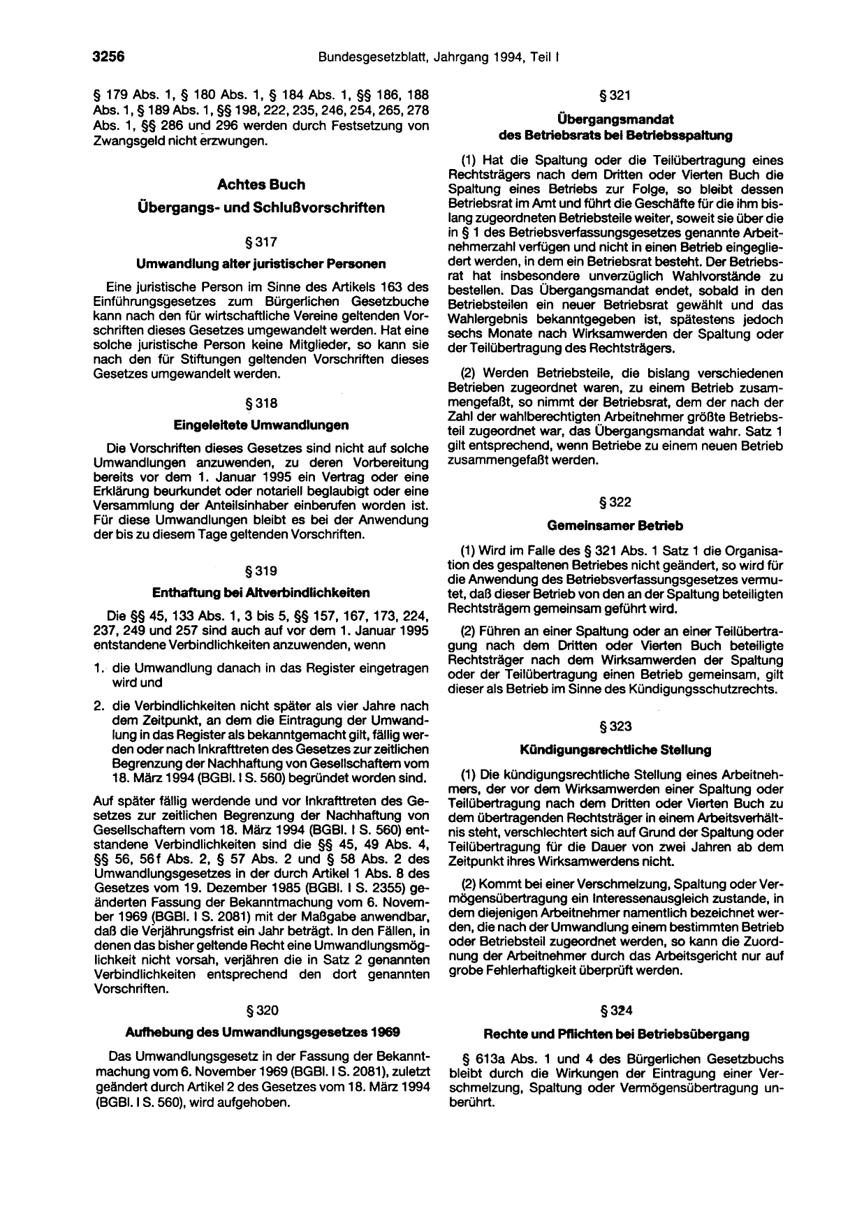 BGBl. 1994, Seite 3256 — Originalseite als Abbildung