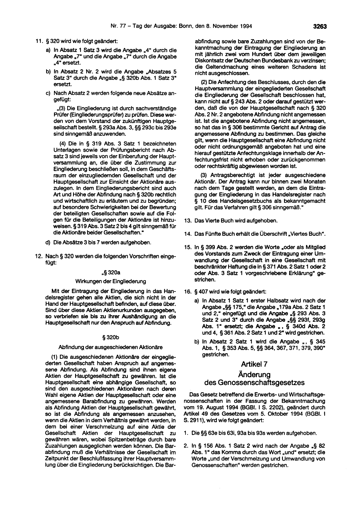 BGBl. 1994, Seite 3263 — Originalseite als Abbildung