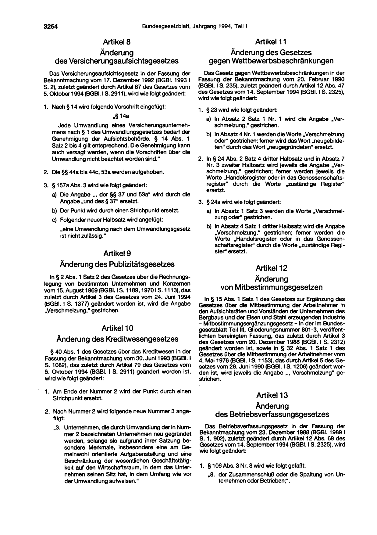 BGBl. 1994, Seite 3264 — Originalseite als Abbildung