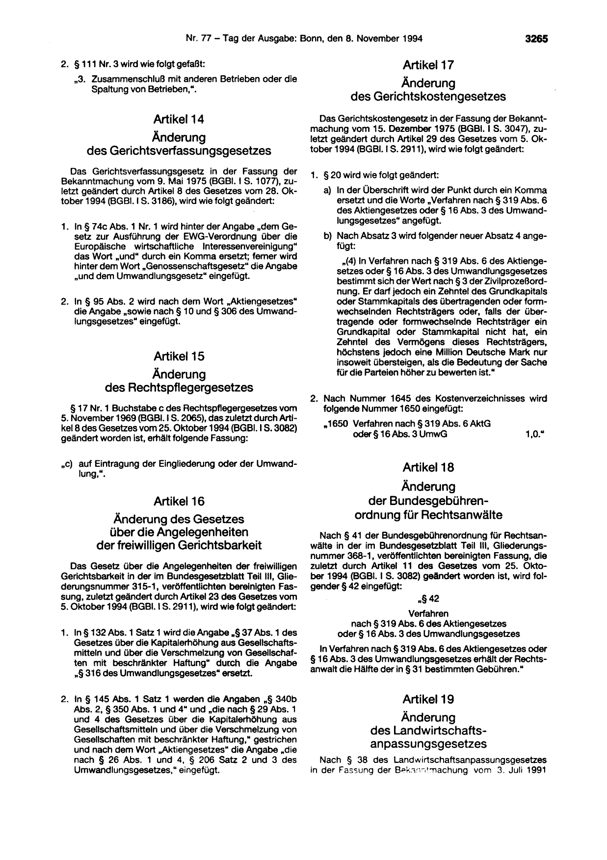 BGBl. 1994, Seite 3265 — Originalseite als Abbildung
