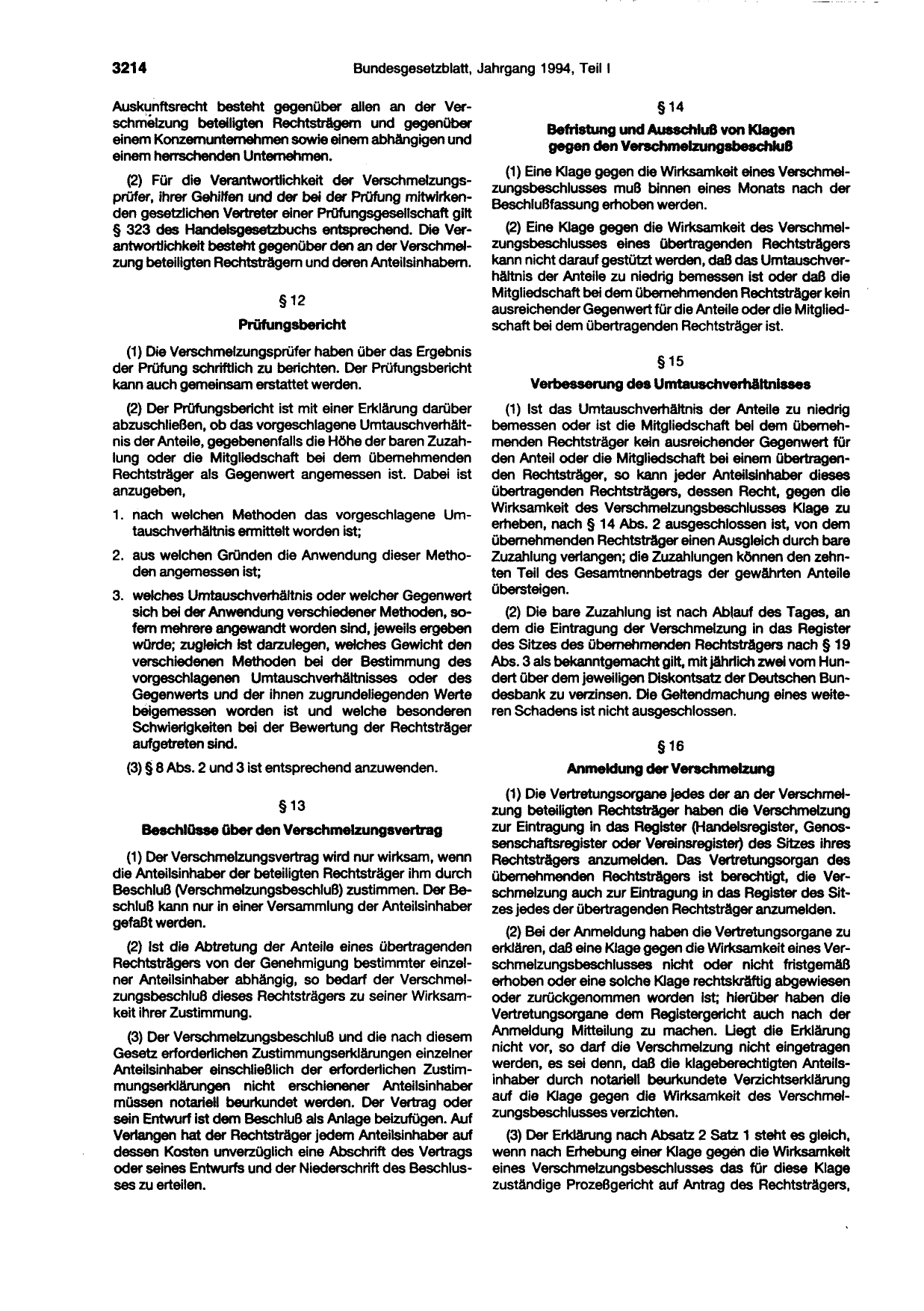 BGBl. 1994, Seite 3214 — Originalseite als Abbildung
