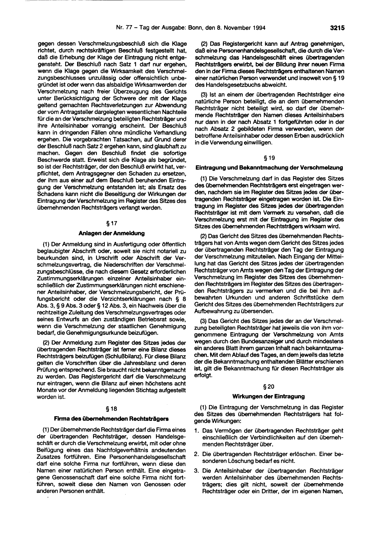 BGBl. 1994, Seite 3215 — Originalseite als Abbildung