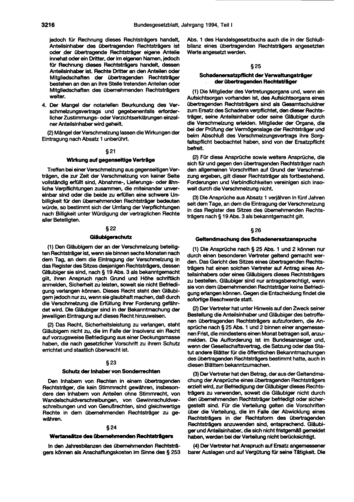 BGBl. 1994, Seite 3216 — Originalseite als Abbildung