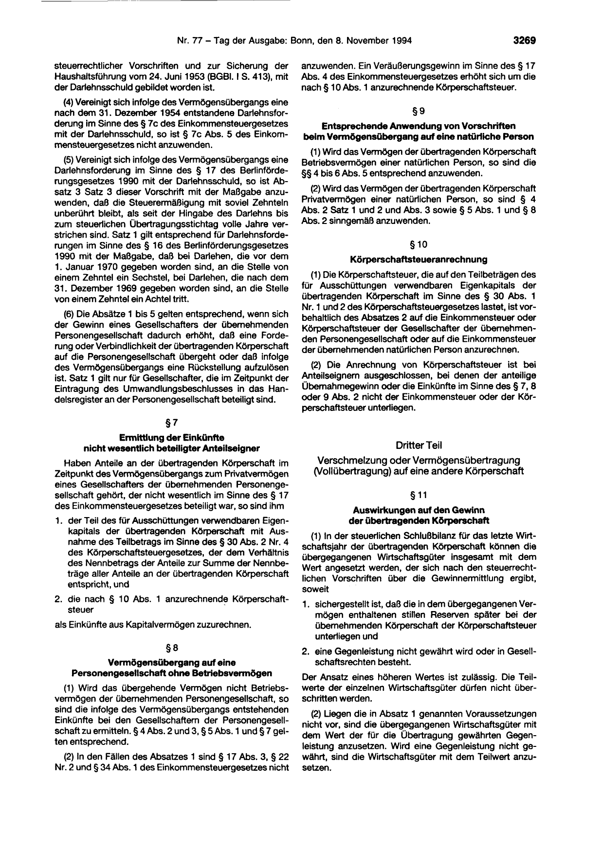 BGBl. 1994, Seite 3269 — Originalseite als Abbildung