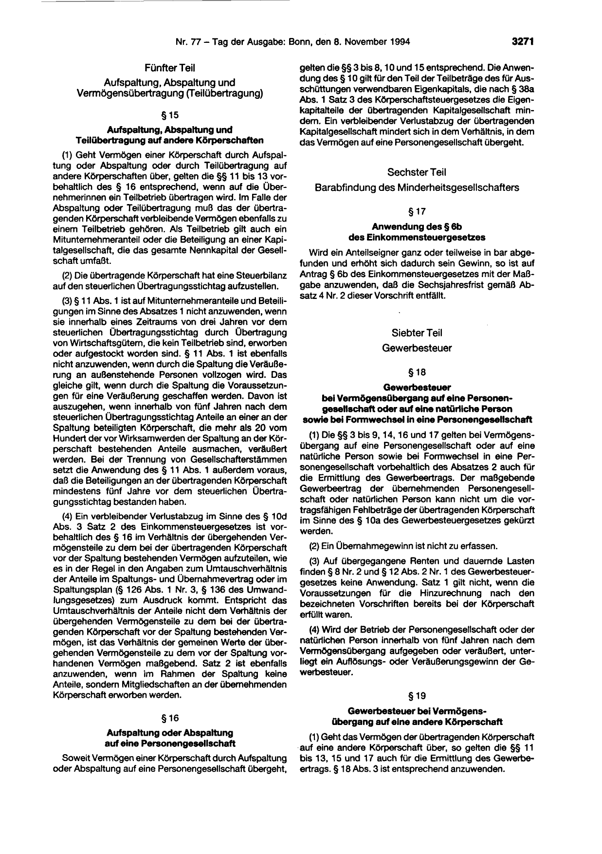 BGBl. 1994, Seite 3271 — Originalseite als Abbildung
