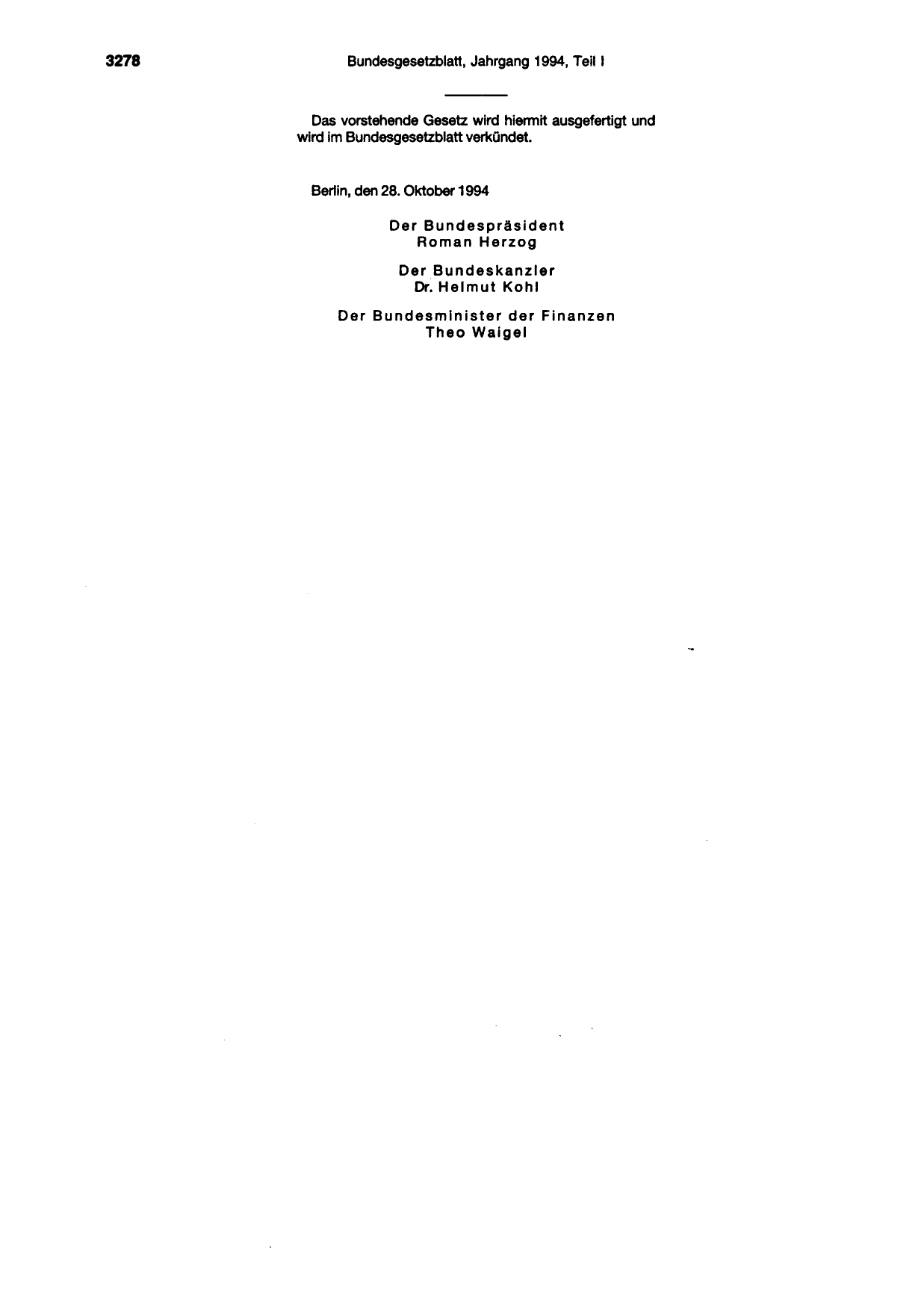 BGBl. 1994, Seite 3278 — Originalseite als Abbildung