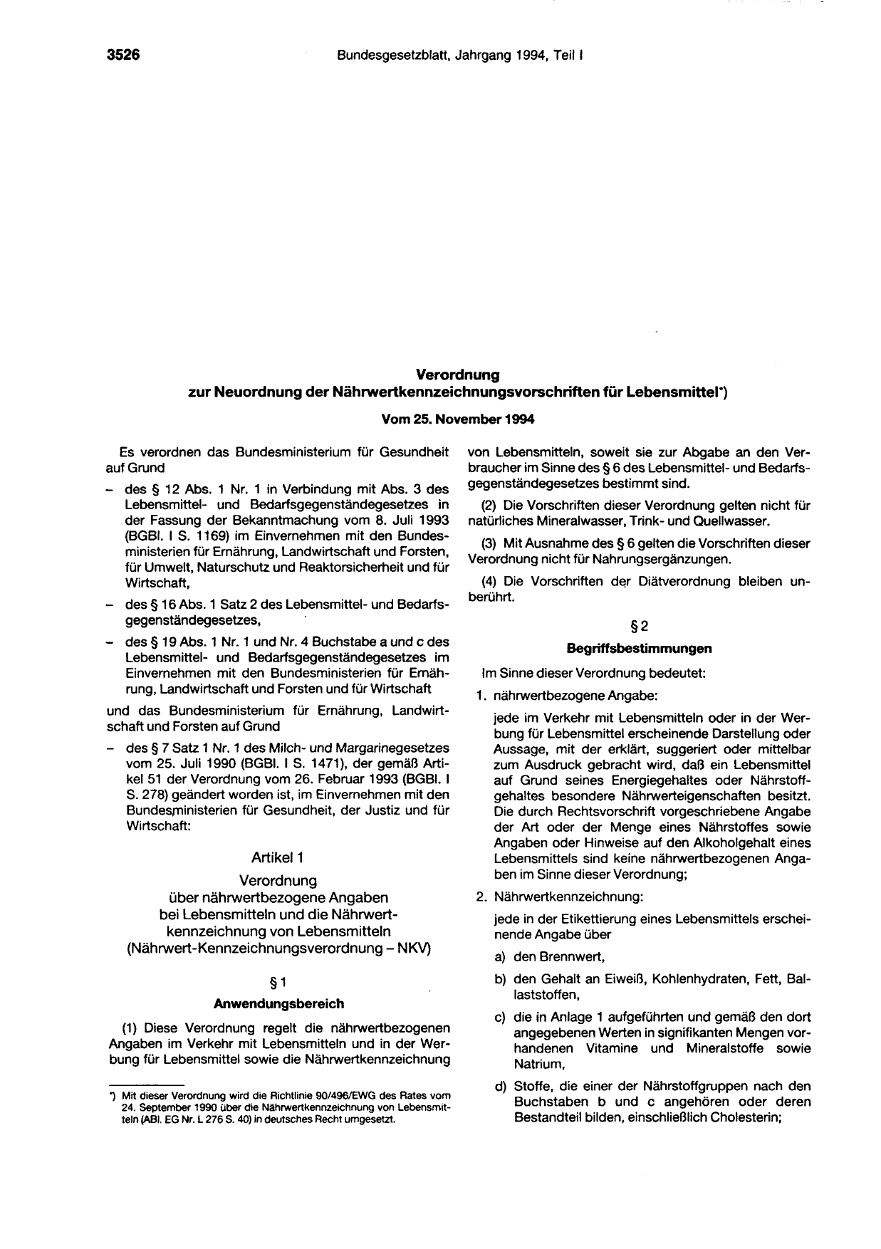 BGBl. 1994, Seite 3526 — Originalseite als Abbildung