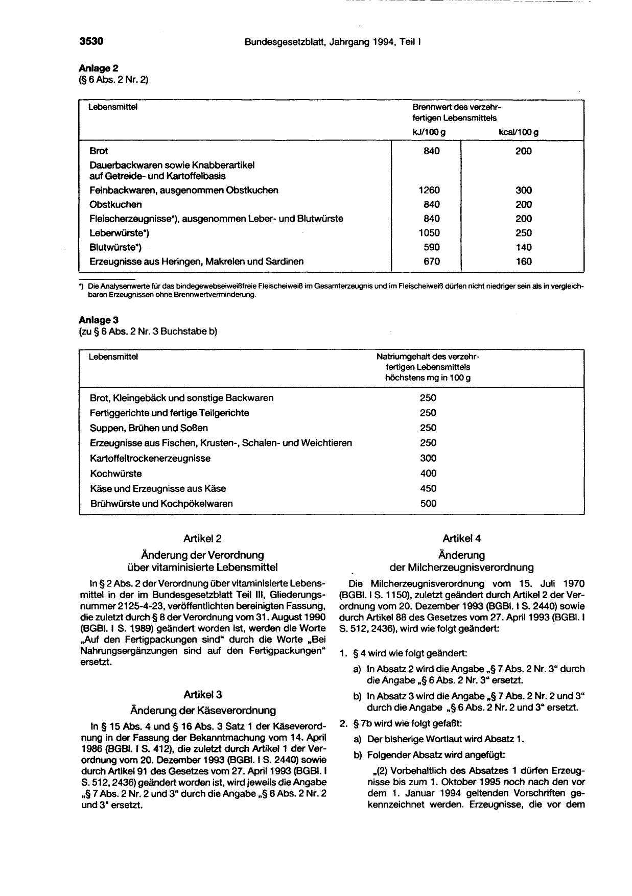 BGBl. 1994, Seite 3530 — Originalseite als Abbildung