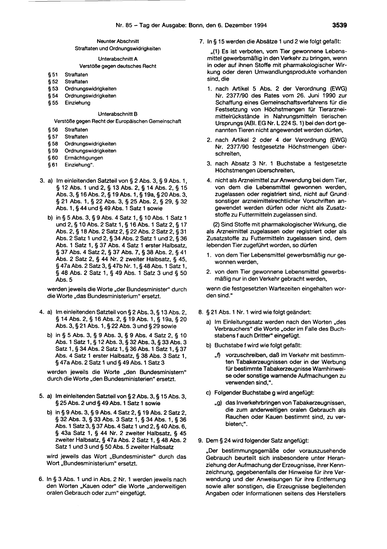 BGBl. 1994, Seite 3539 — Originalseite als Abbildung