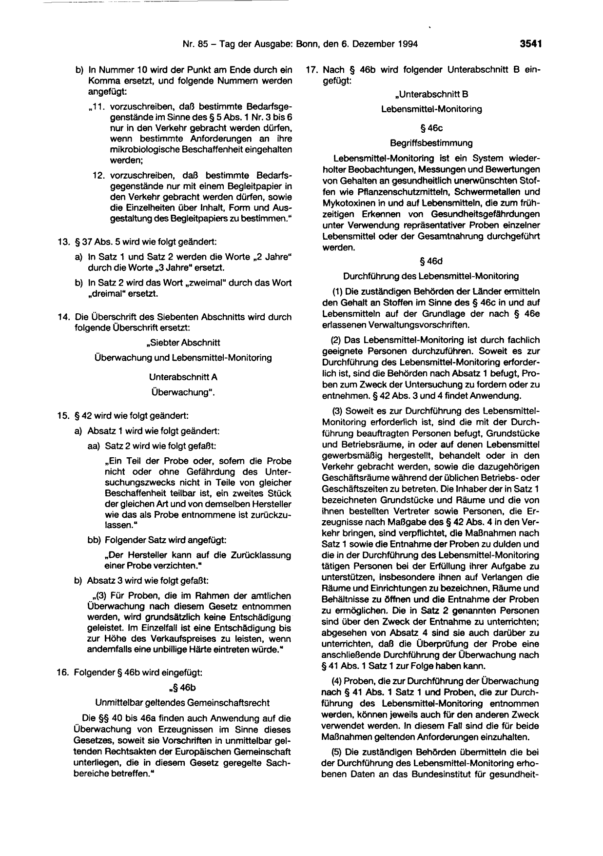 BGBl. 1994, Seite 3541 — Originalseite als Abbildung