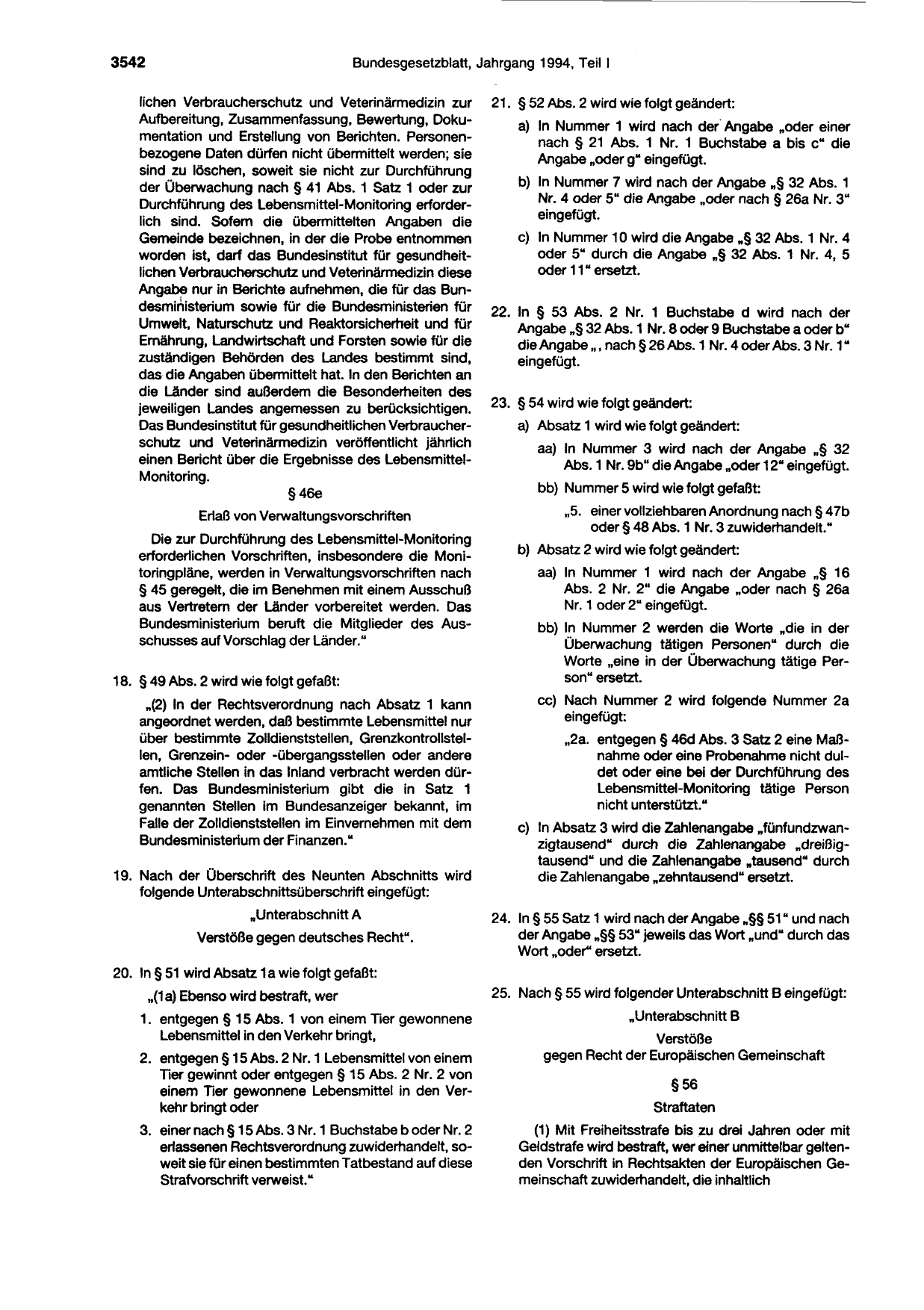 BGBl. 1994, Seite 3542 — Originalseite als Abbildung