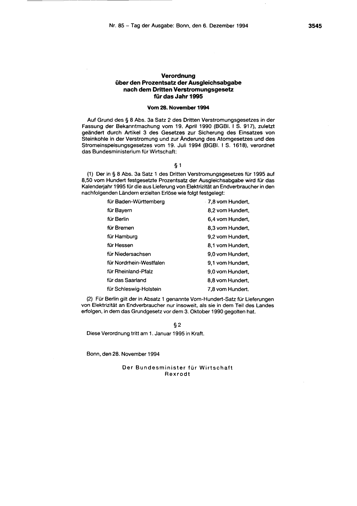 BGBl. 1994, Seite 3545 — Originalseite als Abbildung