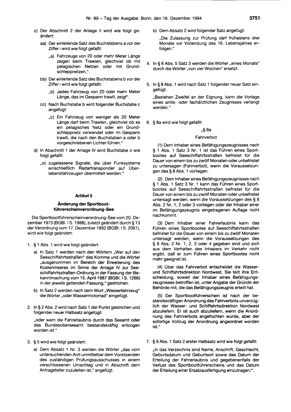 BGBl. 1994, Seite 3751 — Originalseite als Abbildung
