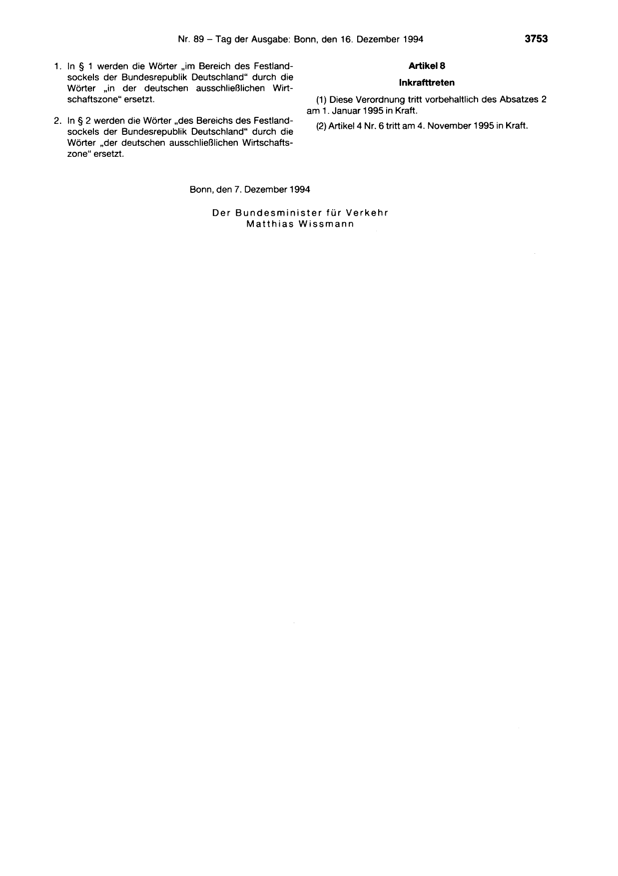 BGBl. 1994, Seite 3753 — Originalseite als Abbildung