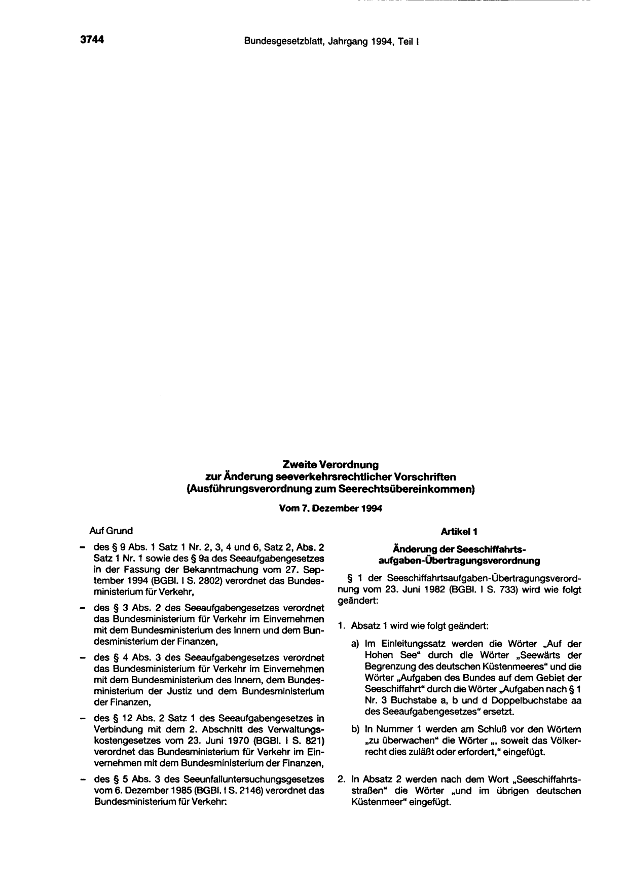 BGBl. 1994, Seite 3744 — Originalseite als Abbildung