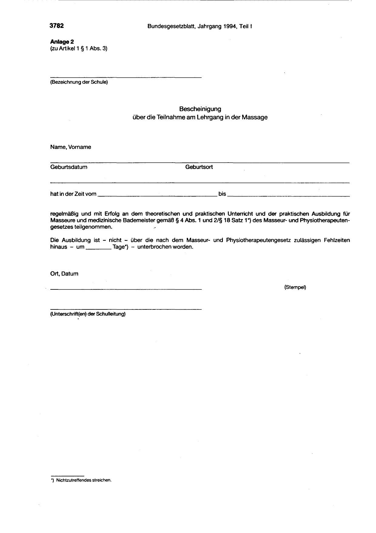 BGBl. 1994, Seite 3782 — Originalseite als Abbildung