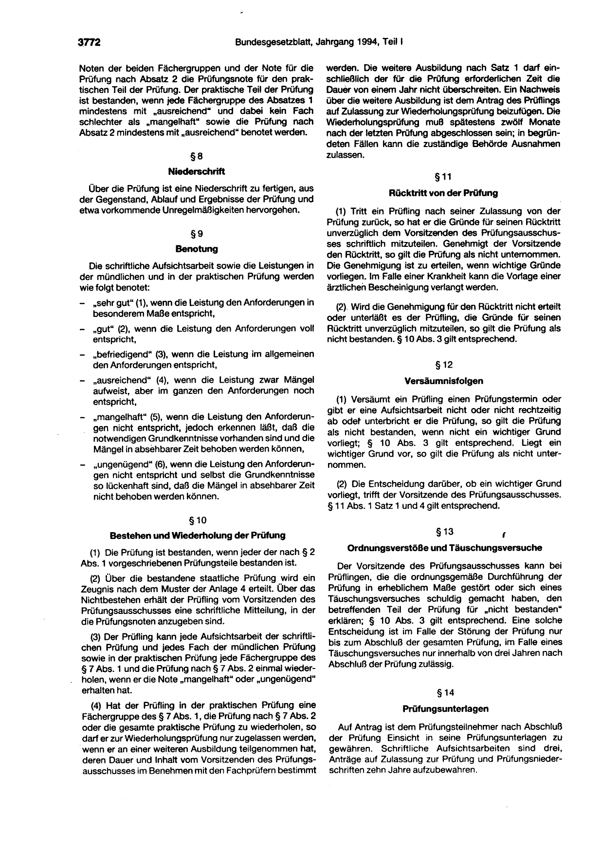 BGBl. 1994, Seite 3772 — Originalseite als Abbildung